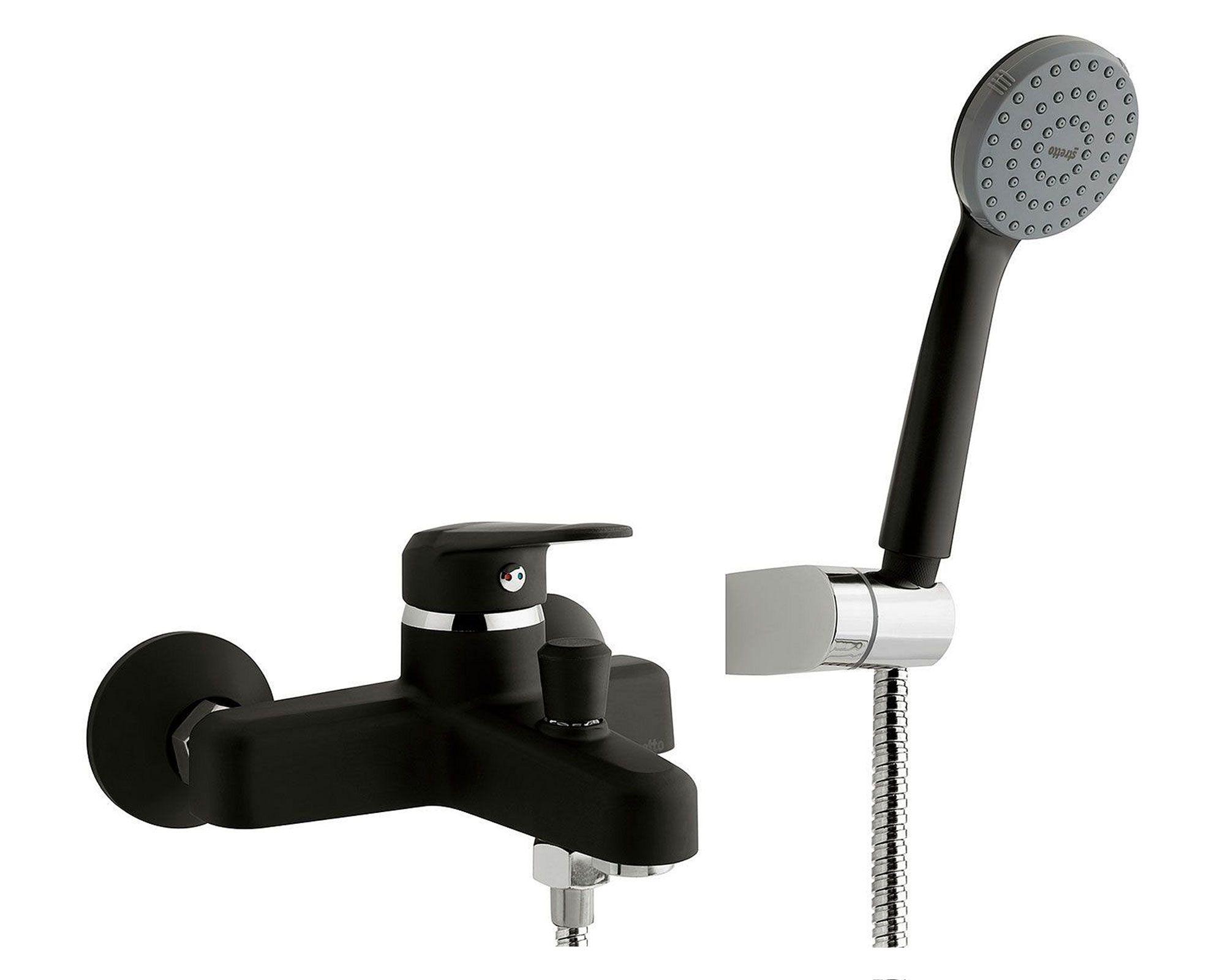 Combinación tina ducha Pádova negro mate Stretto-7