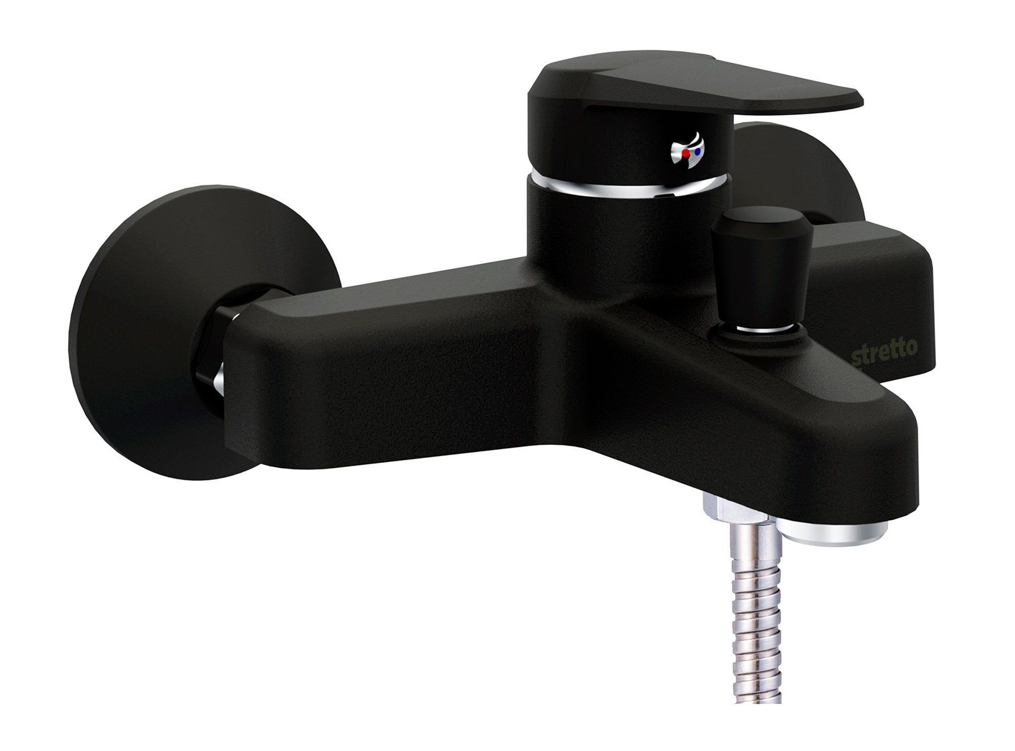 Combinación tina ducha Pádova negro mate Stretto-3