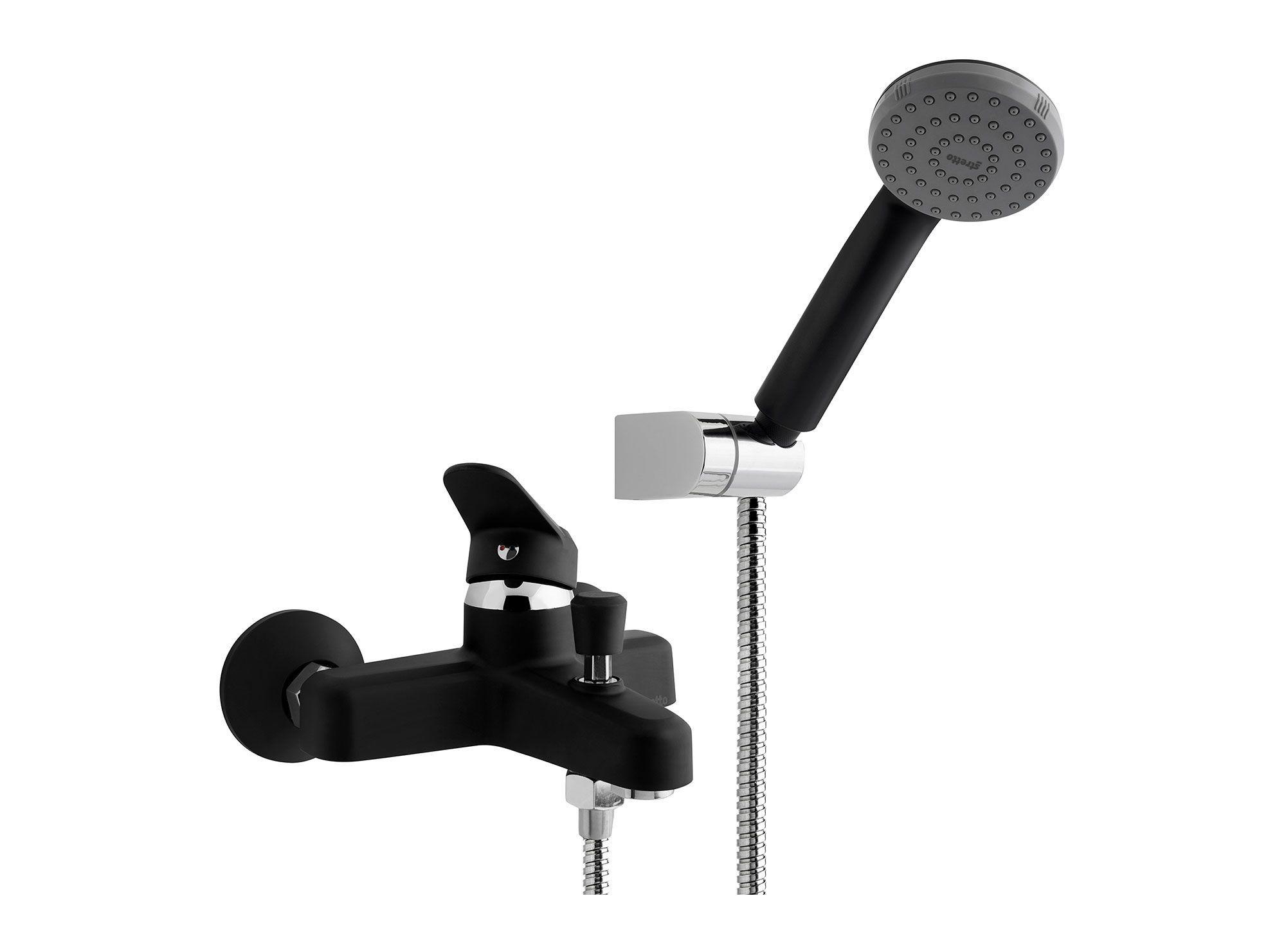 Combinación tina ducha Pádova negro mate Stretto-2