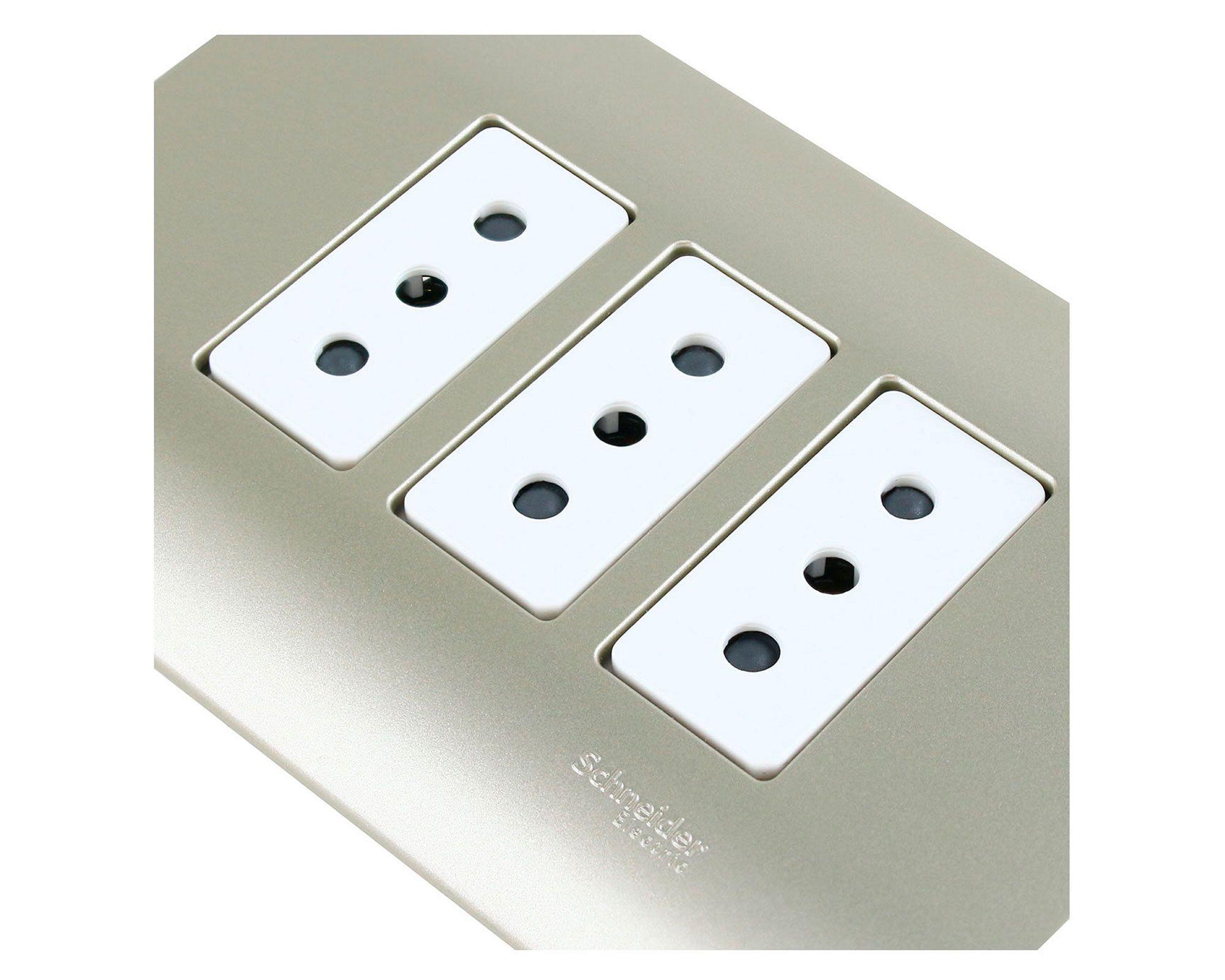 Placa armada tomacorriente 10A 2P+T Génesis millan Schneider-3