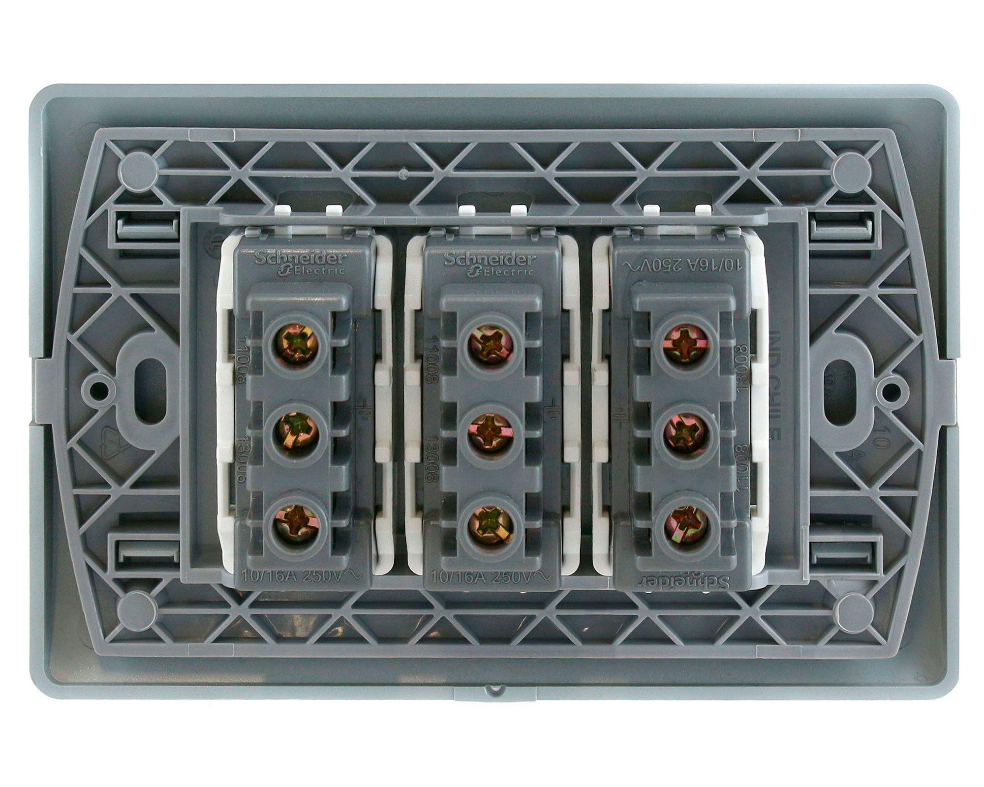 Placa armada tomacorriente 10A 2P+T Génesis millan Schneider-2