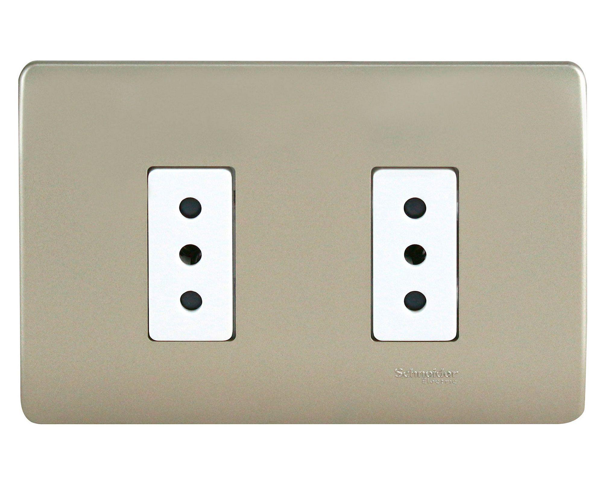 Placa armada tomacorriente doble 10A 2P+T Génesis millan Schneider-0