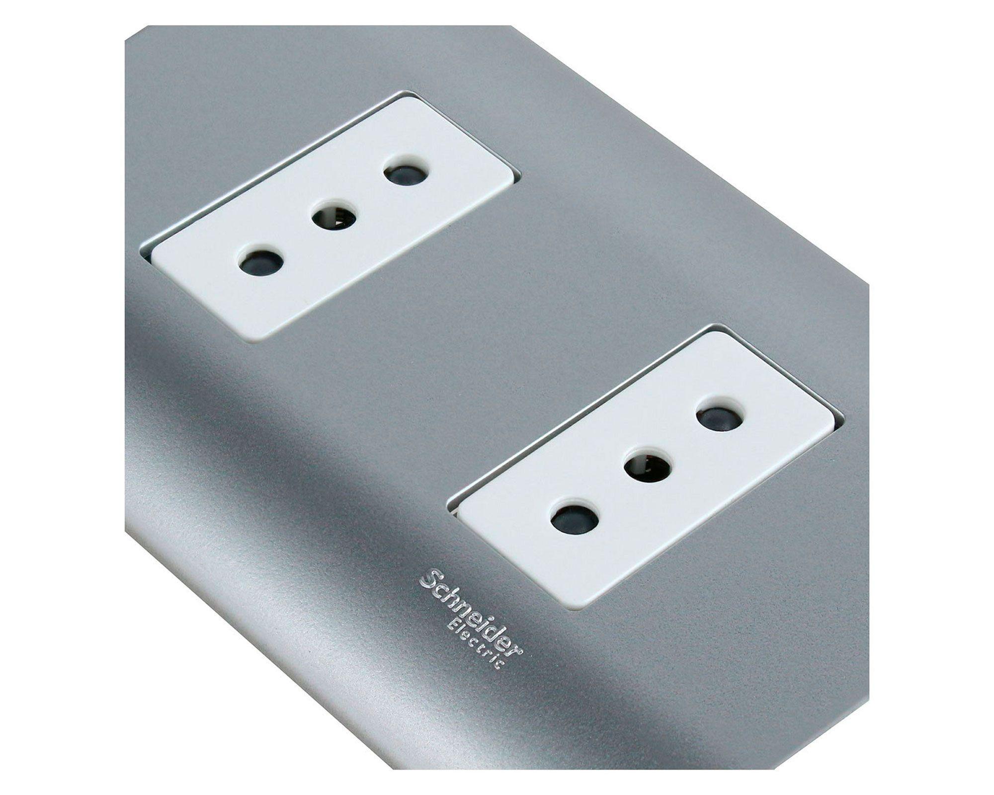 Placa armada tomacorriente doble 10A 2P+T Génesis lien Schneider-3