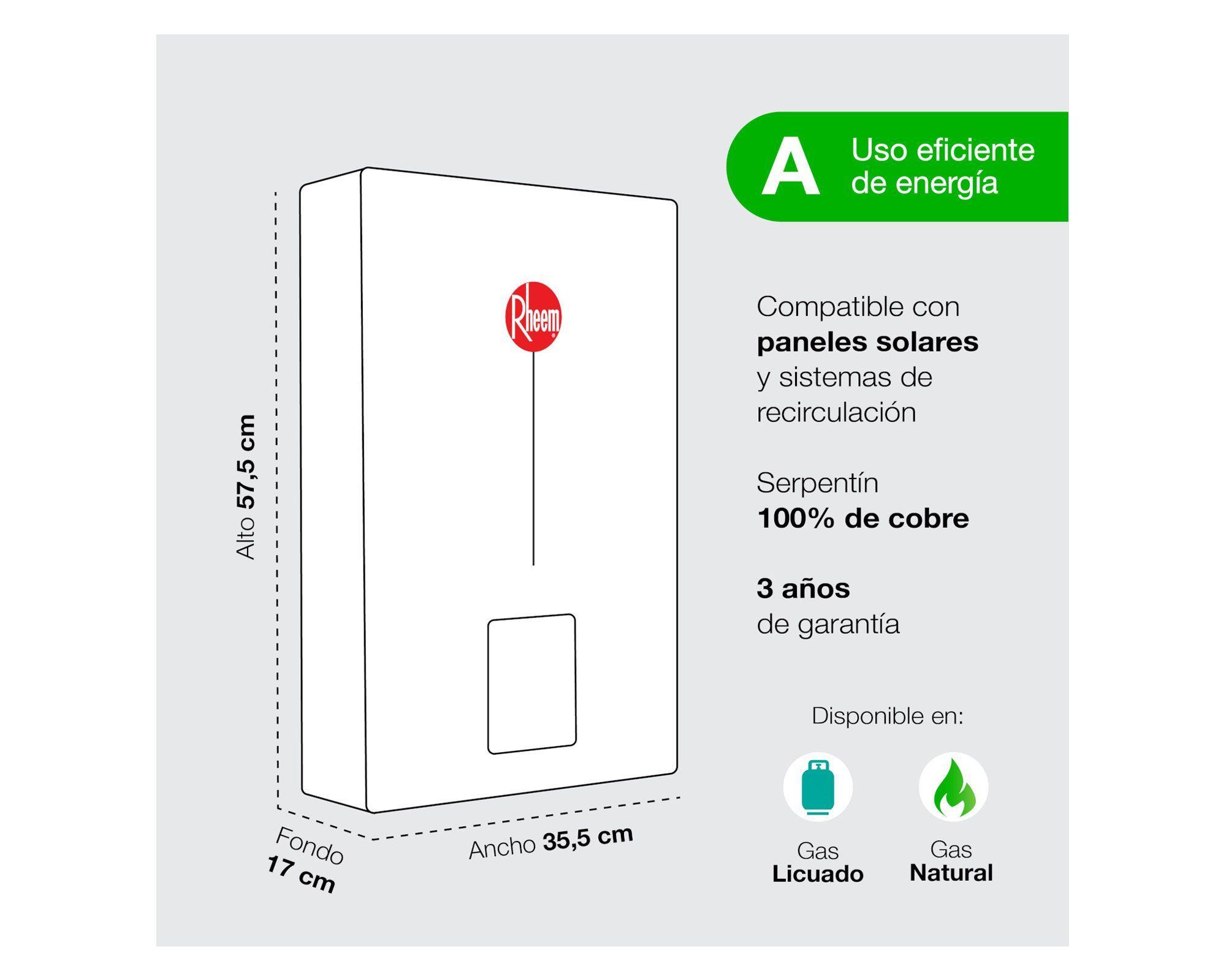 Calefont 14 litros tiro forzado GN Prestige Rheem-5