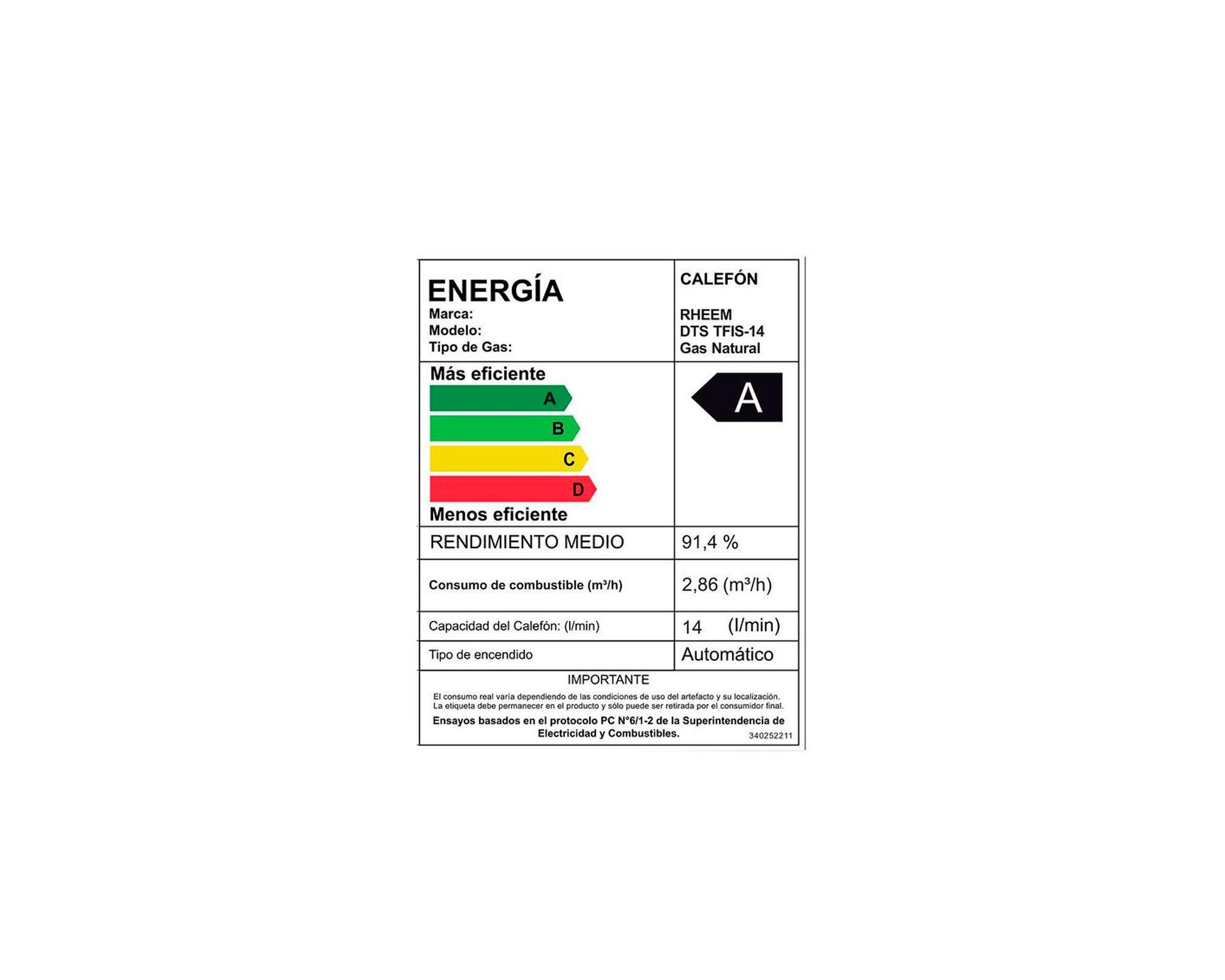 Calefont 14 litros tiro forzado GN Prestige Rheem-7