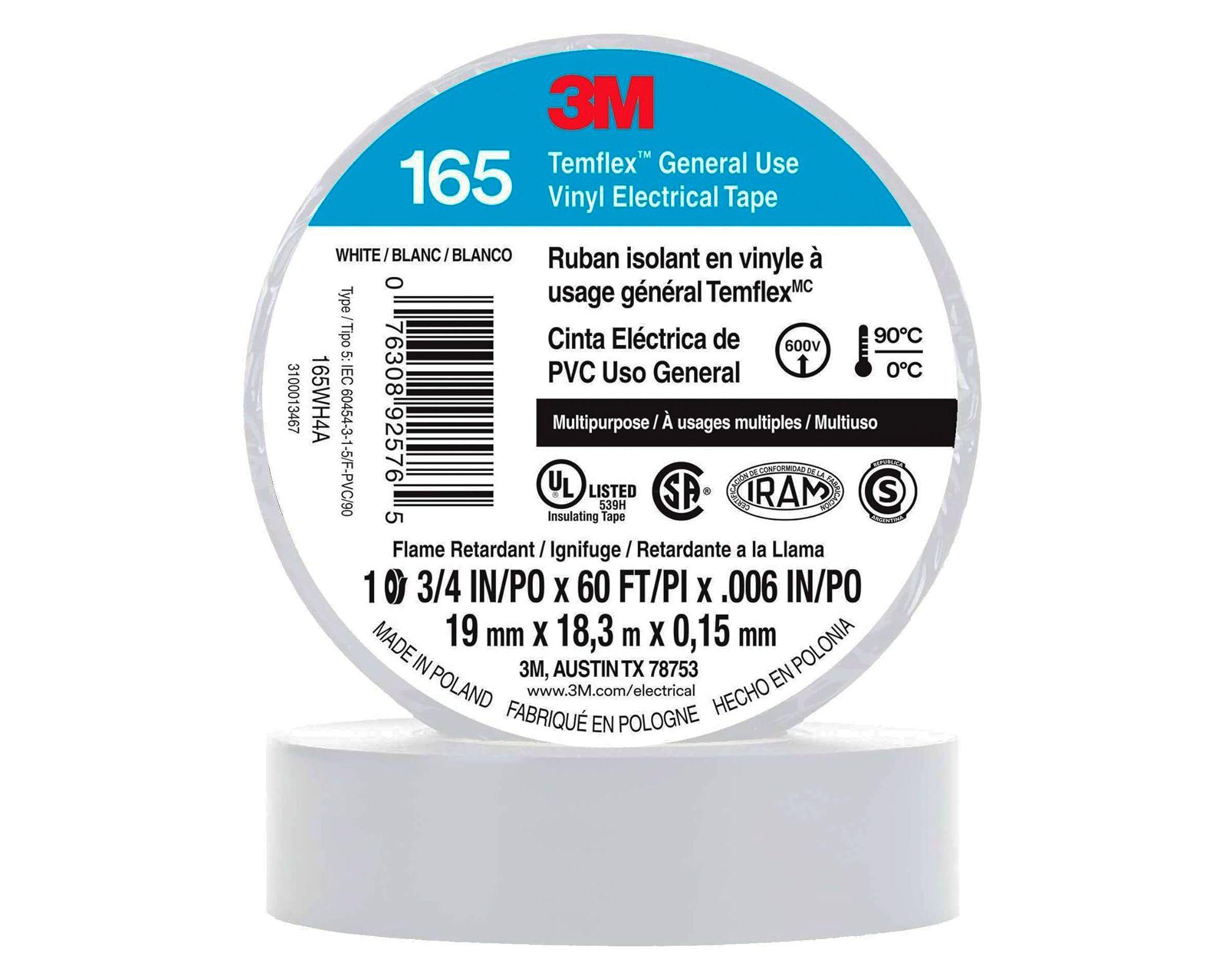 Cinta eléctrica 19 mm x 18,3 m Temflex 165 blanco-0