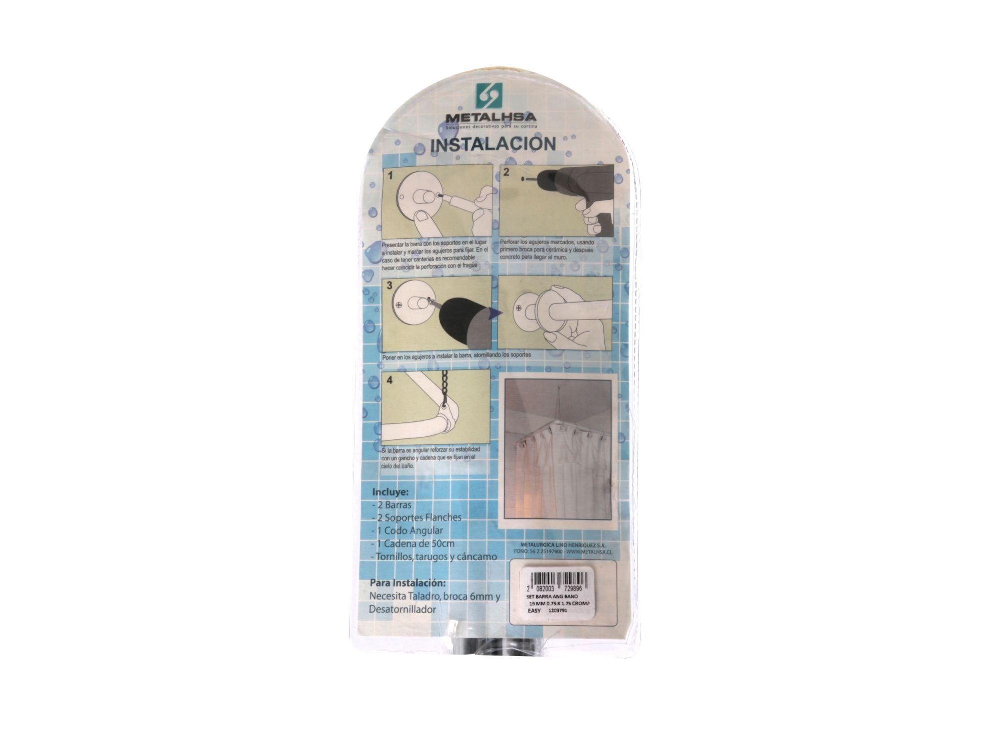 Set barra baño 175x75 cm 19 mm Angular Metalhsa-4