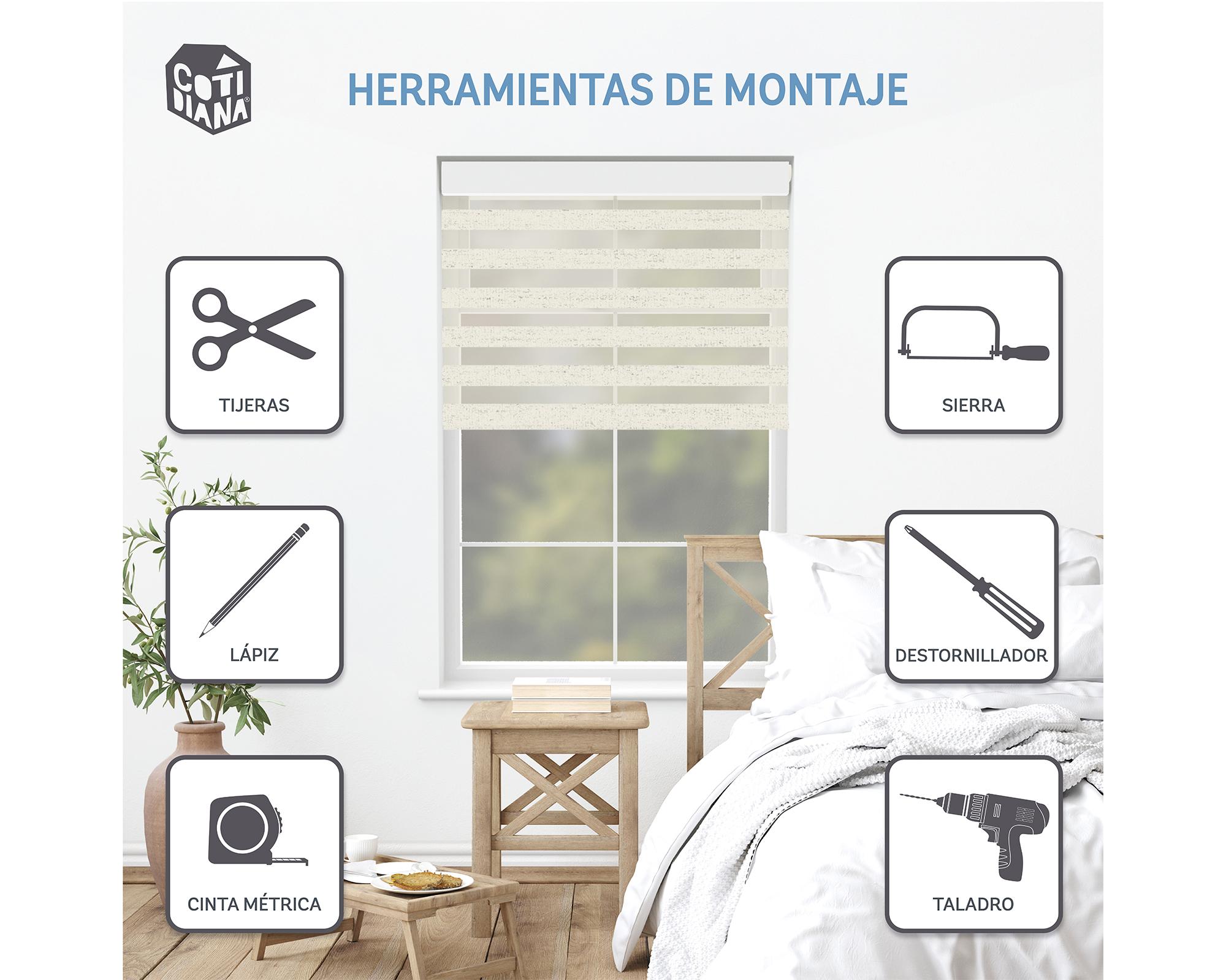 Cortina roller zebra 100x165 cm textura beige Cotidiana-11