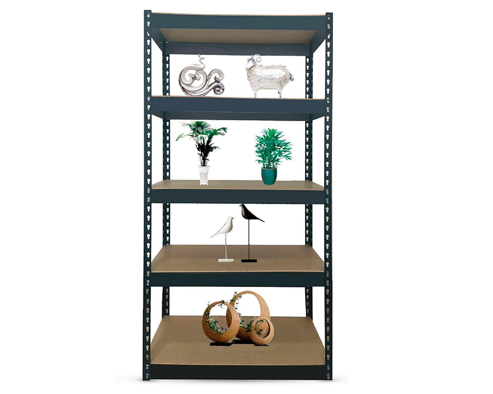 Estante 5 niveles negro madera Cotidiana-1