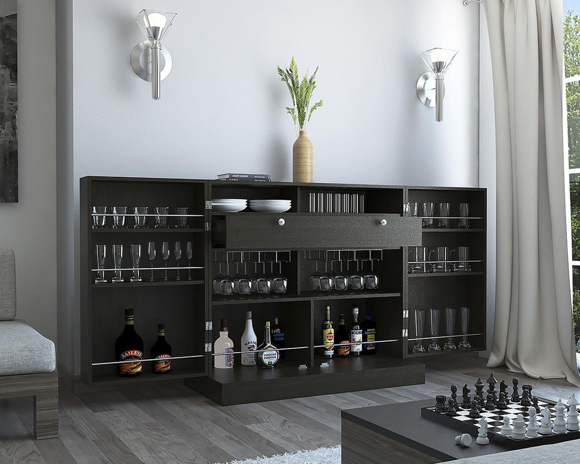 Bar 2 puertas 1 cajón Normandía wengue TuHome-8