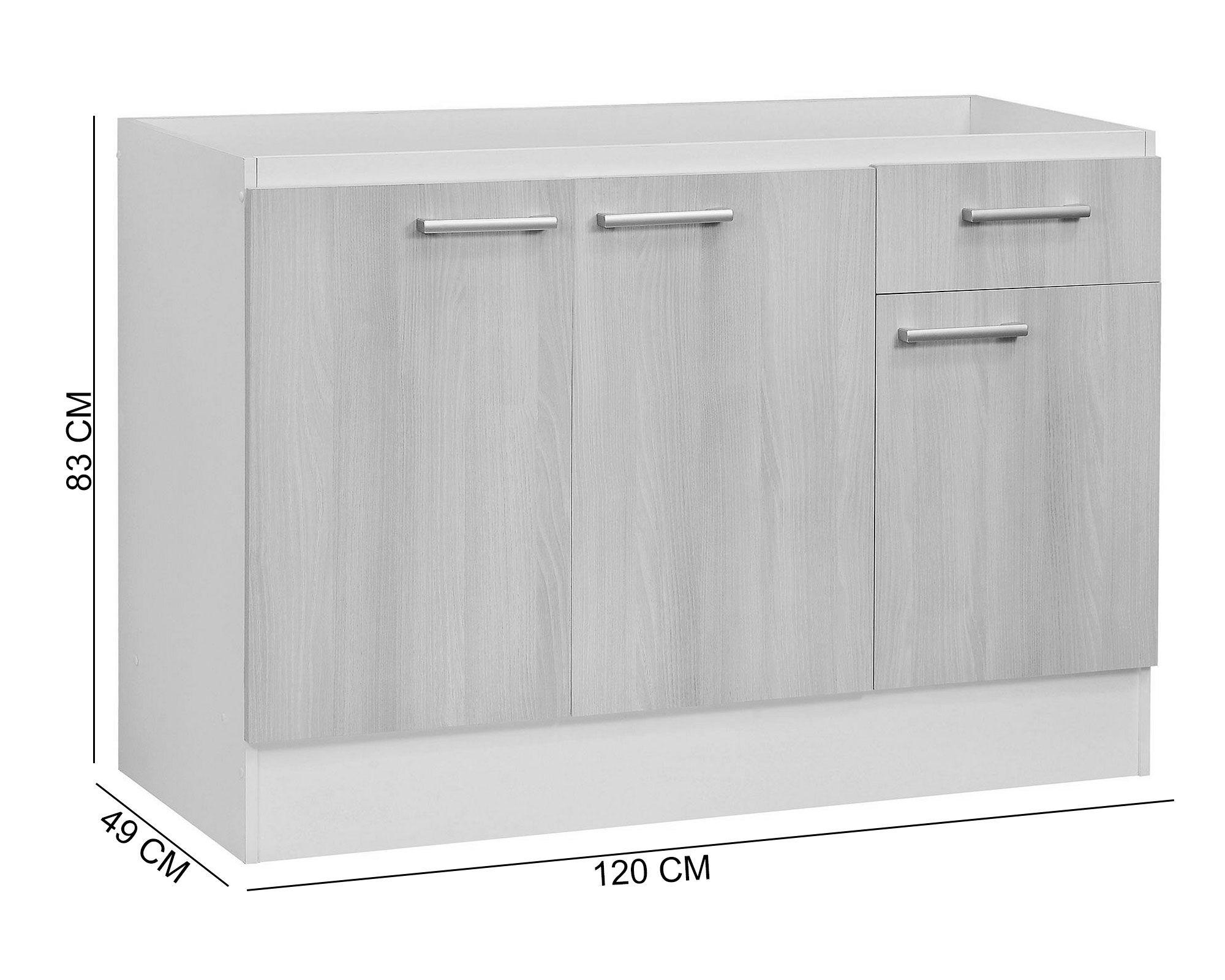 Mueble base lavaplatos 3 puertas 1 cajón blanco/acacia Mobikit-2