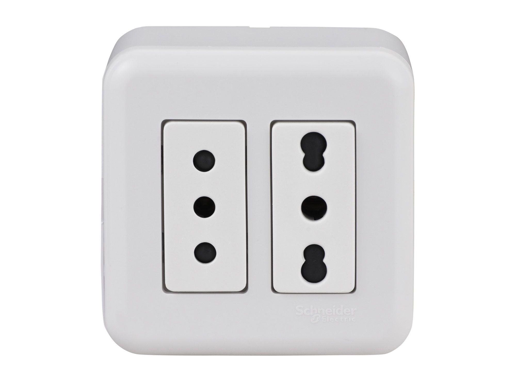 Casquete tomacorriente doble 10/16A Génesis blanco Schneider-1