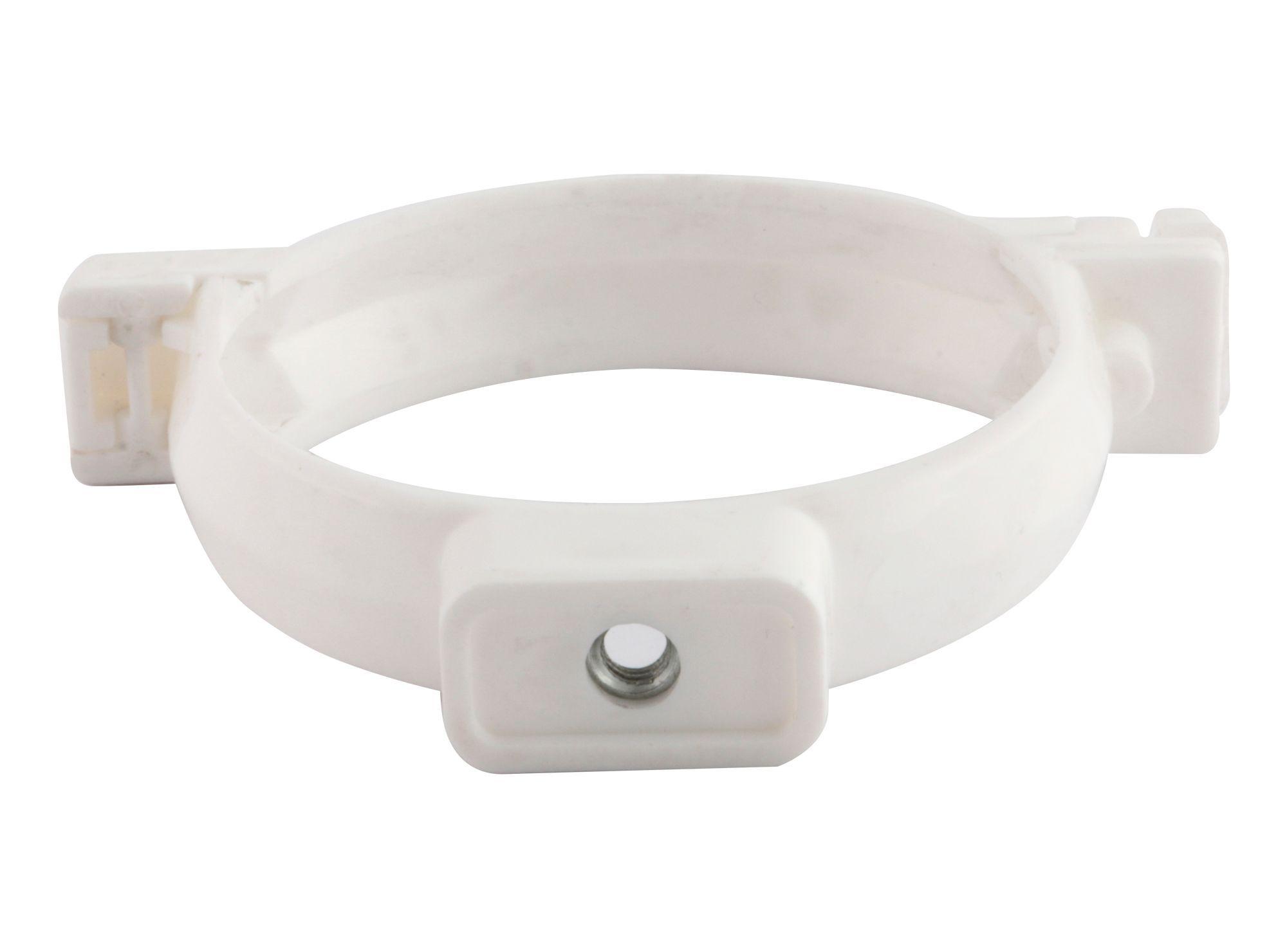 Abrazadera tubo de bajada PVC blanco-2