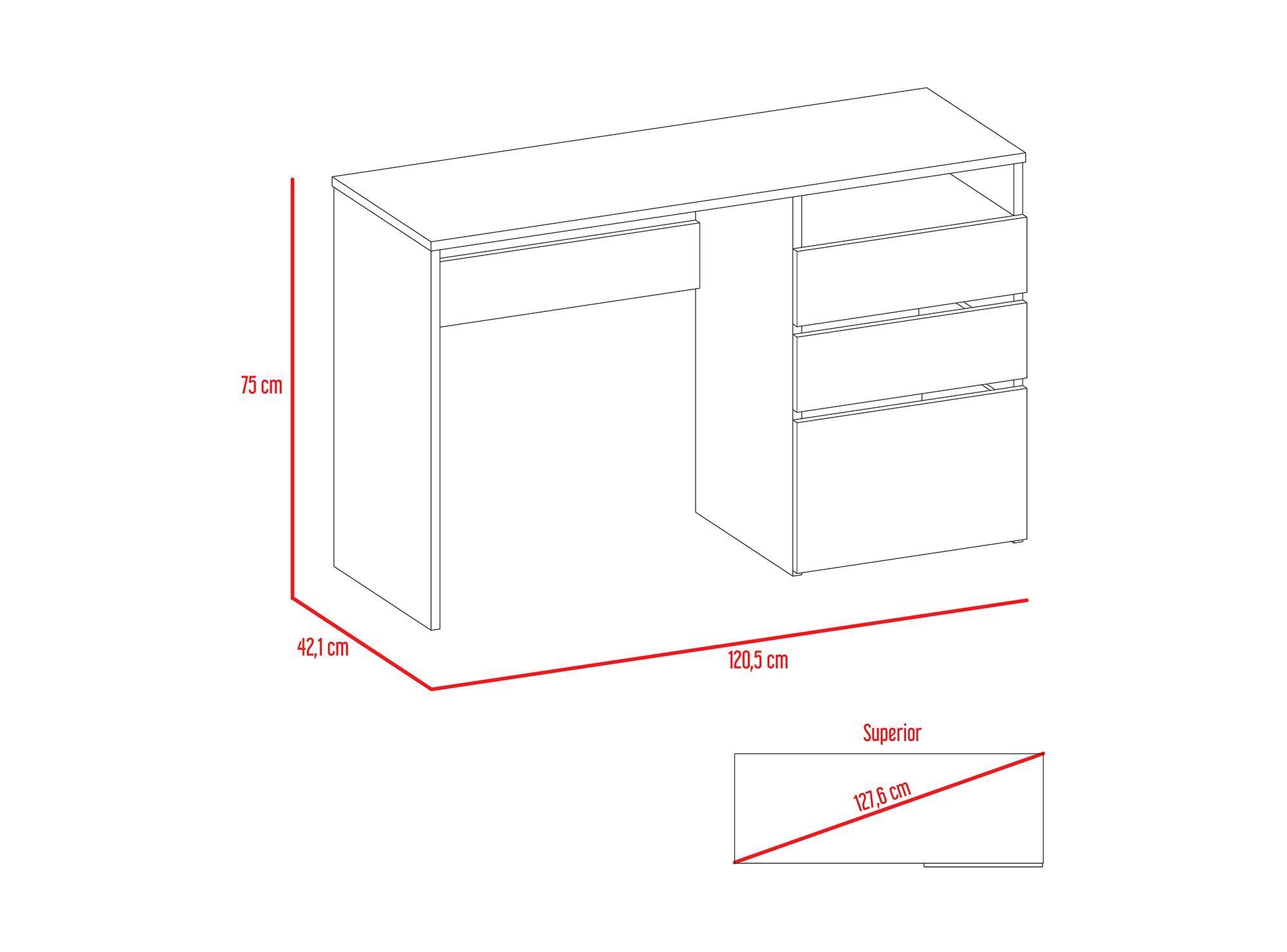 Escritorio 3 cajones Office 7 habano TuHome-9