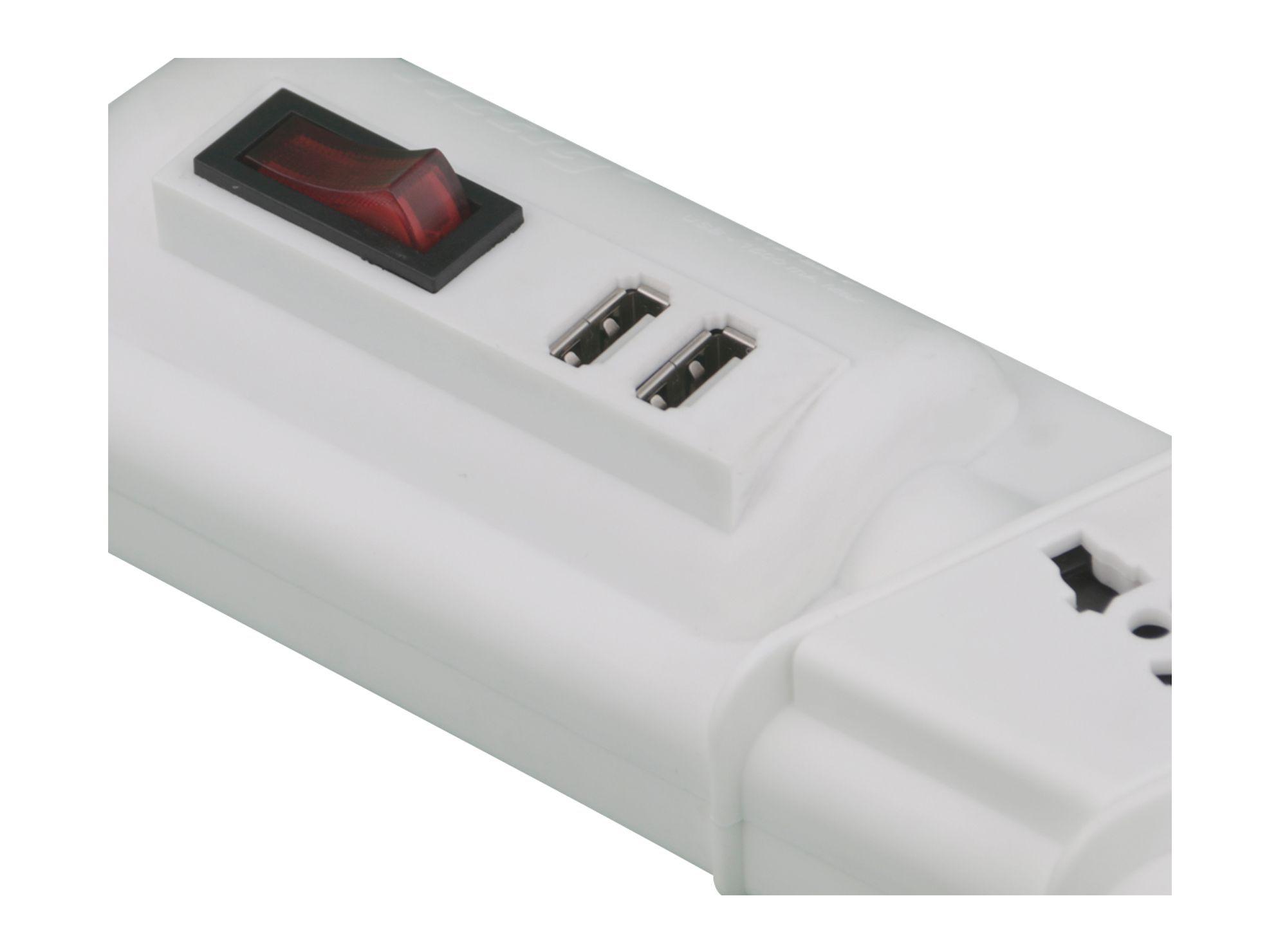 Alargador multinorma 4 posiciones 3 m 2 USB blanco Rittig-2