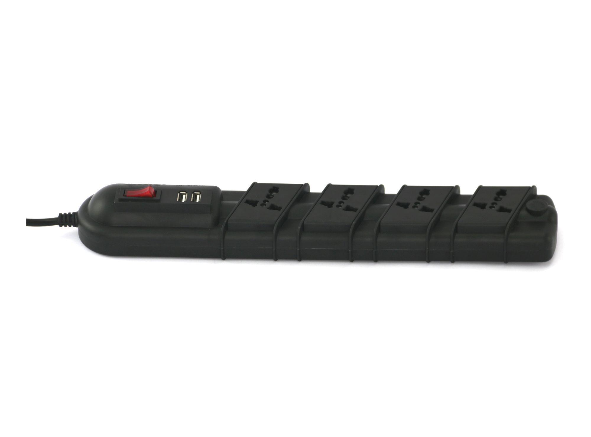 Alargador multinorma 4 posiciones 3 m 2 USB negro Rittig-1