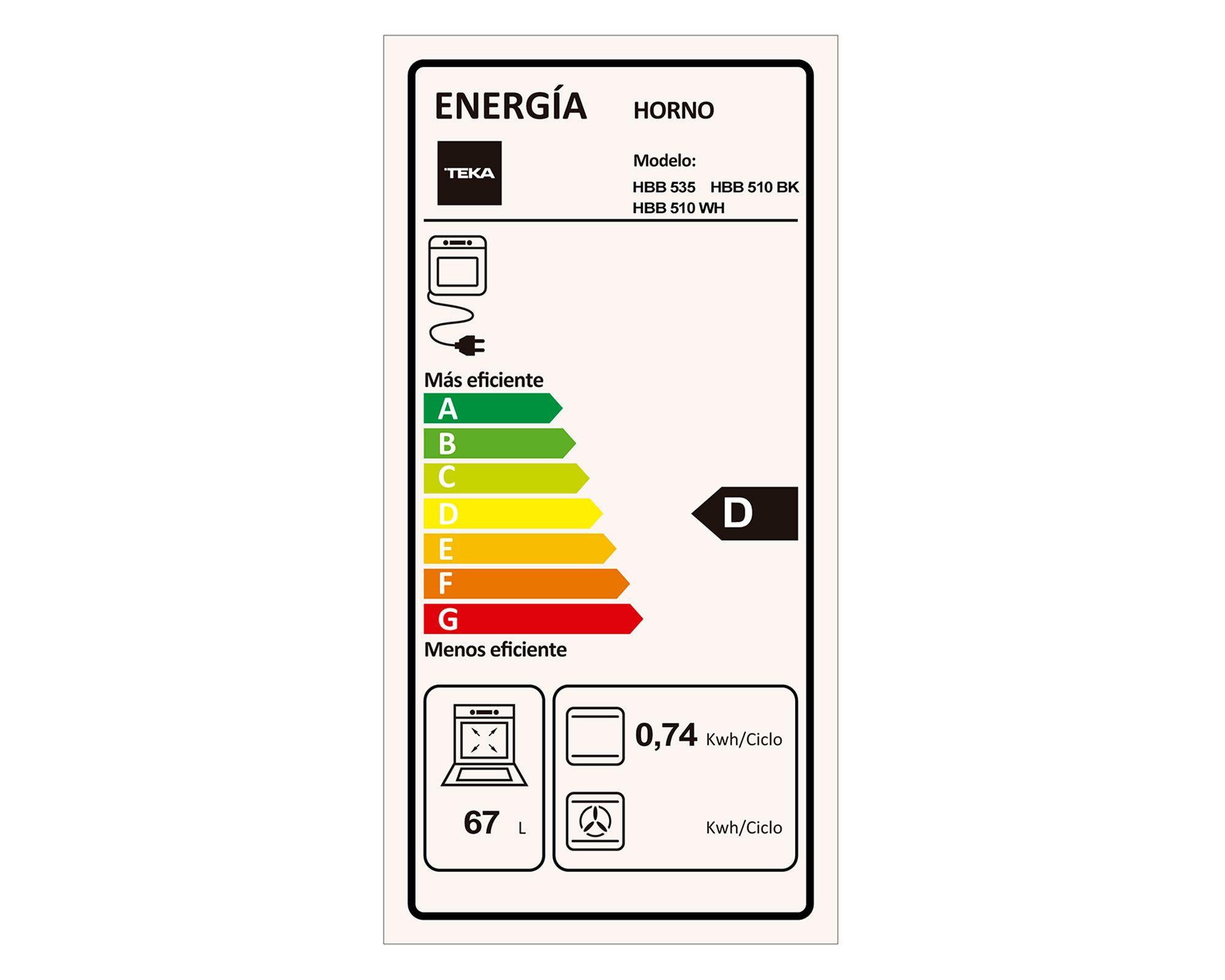 Horno eléctrico empotrado HBB-510 WH blanco 67 lt-5
