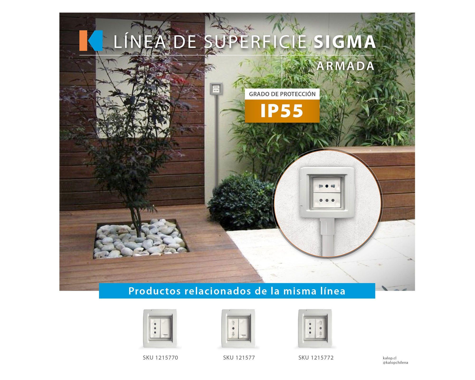 Enchufe caja sigma 10/16A IP55 gris Kalop-2