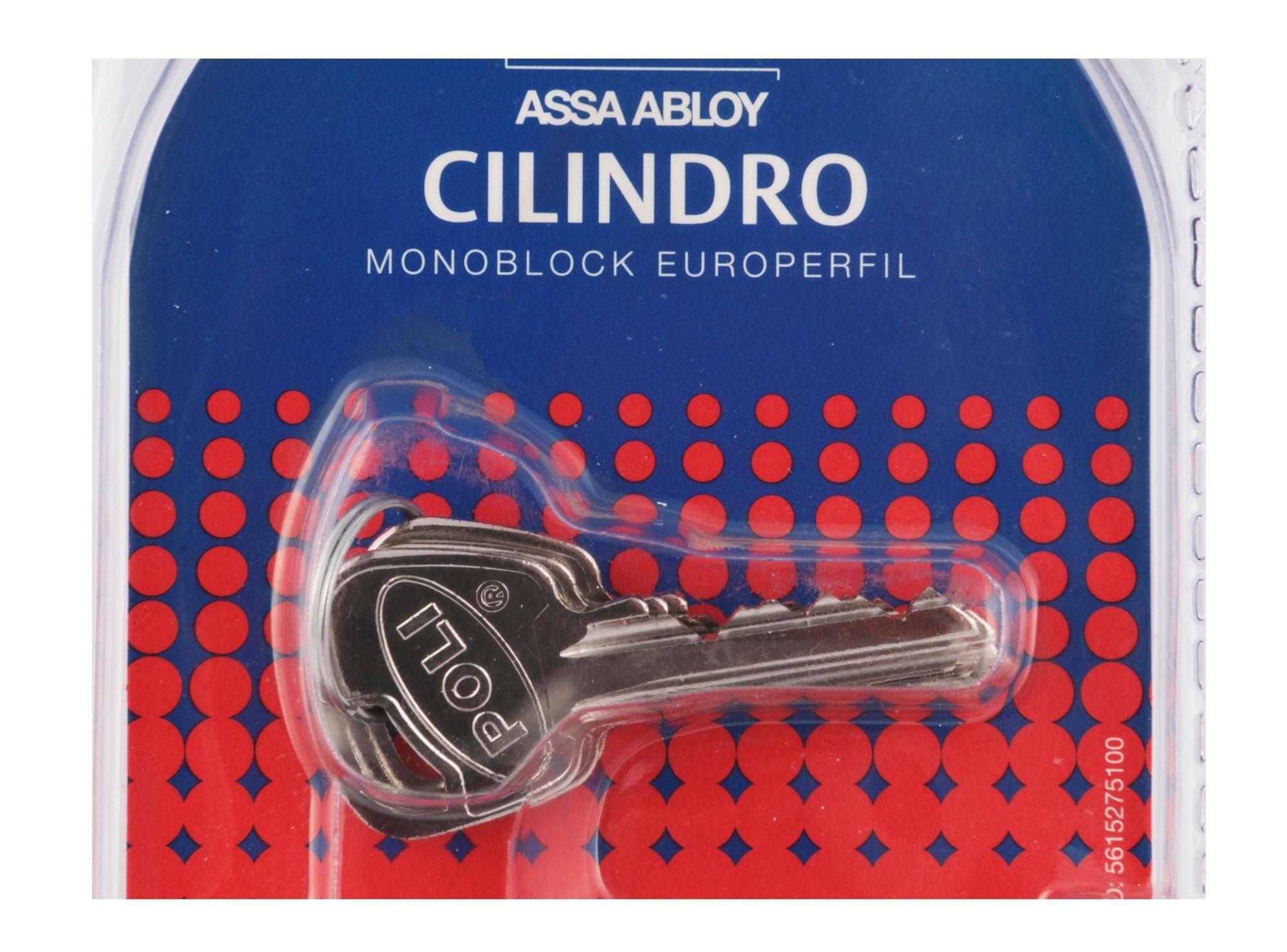 Cilindro europerfil 70 mm 5 pin 3 llaves níquel satinado Poli-2
