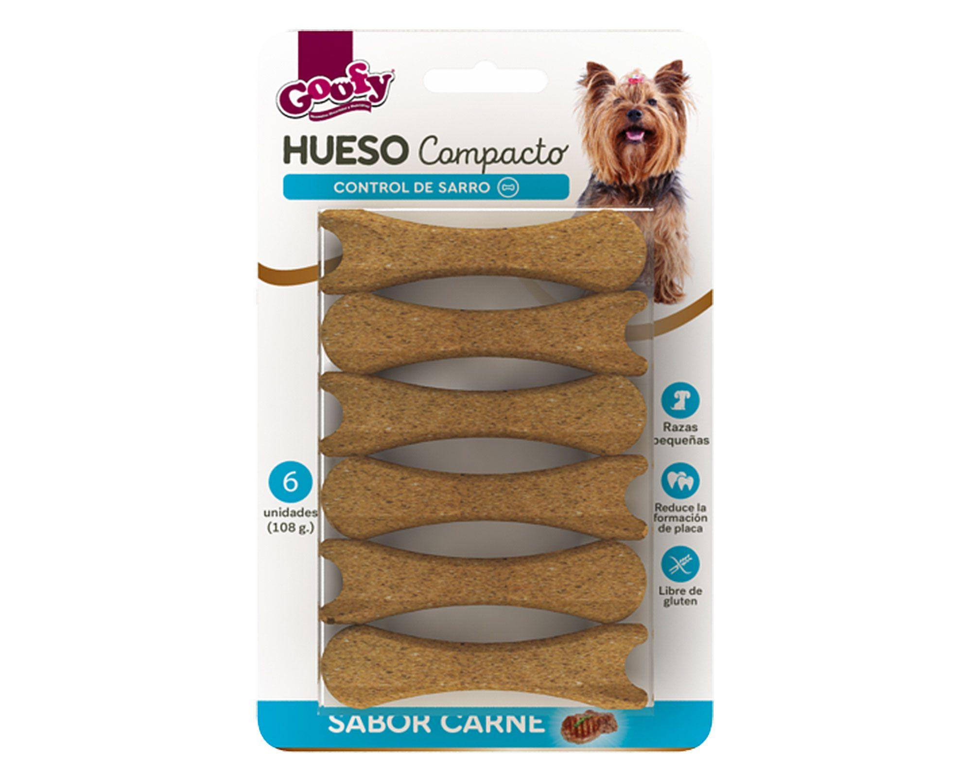 Hueso perro control sarro carne 6 unidades Goofy-0