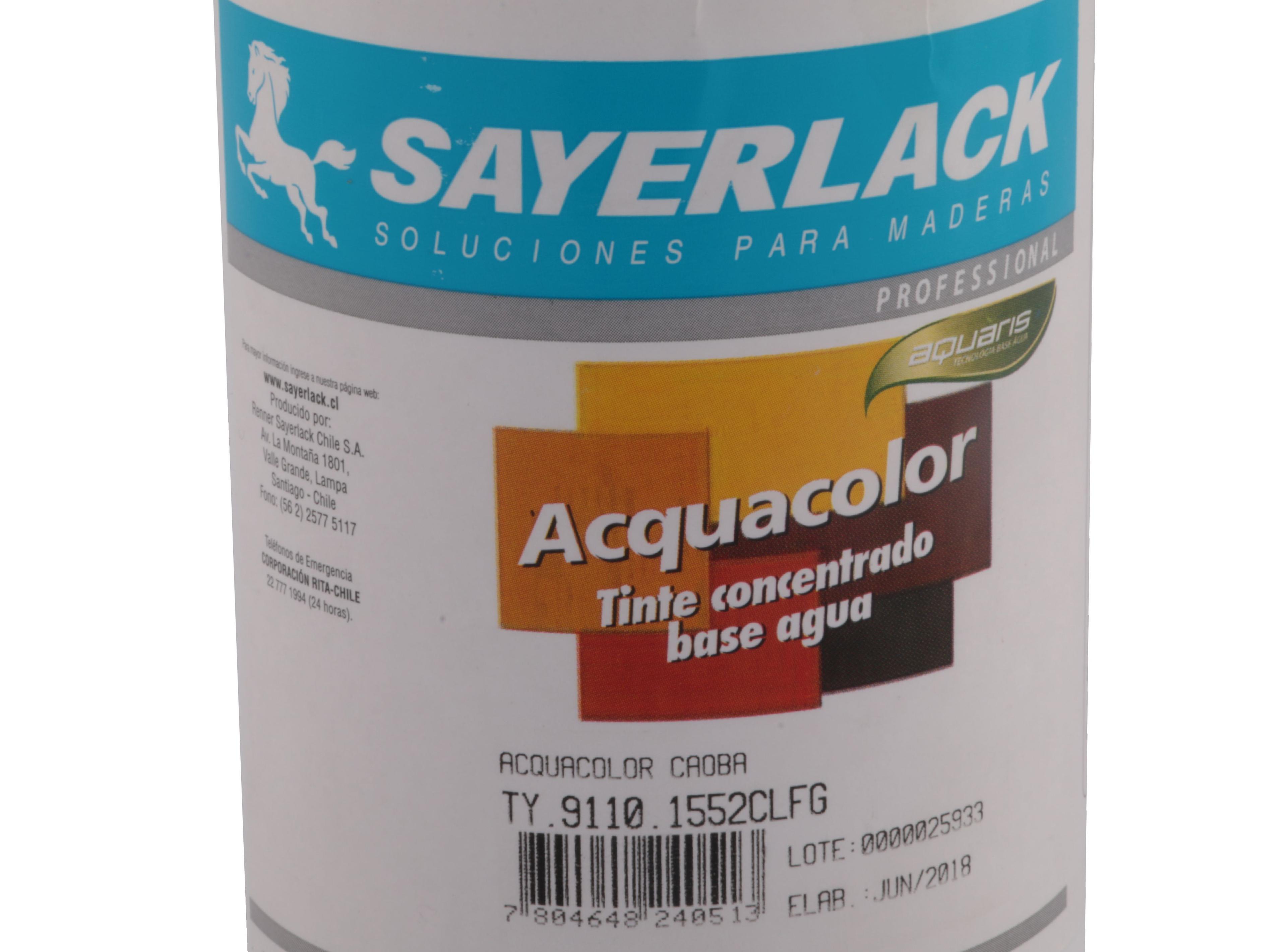 Tinta base agua 1 litro Aqcuacolor caoba Sayerlack-2