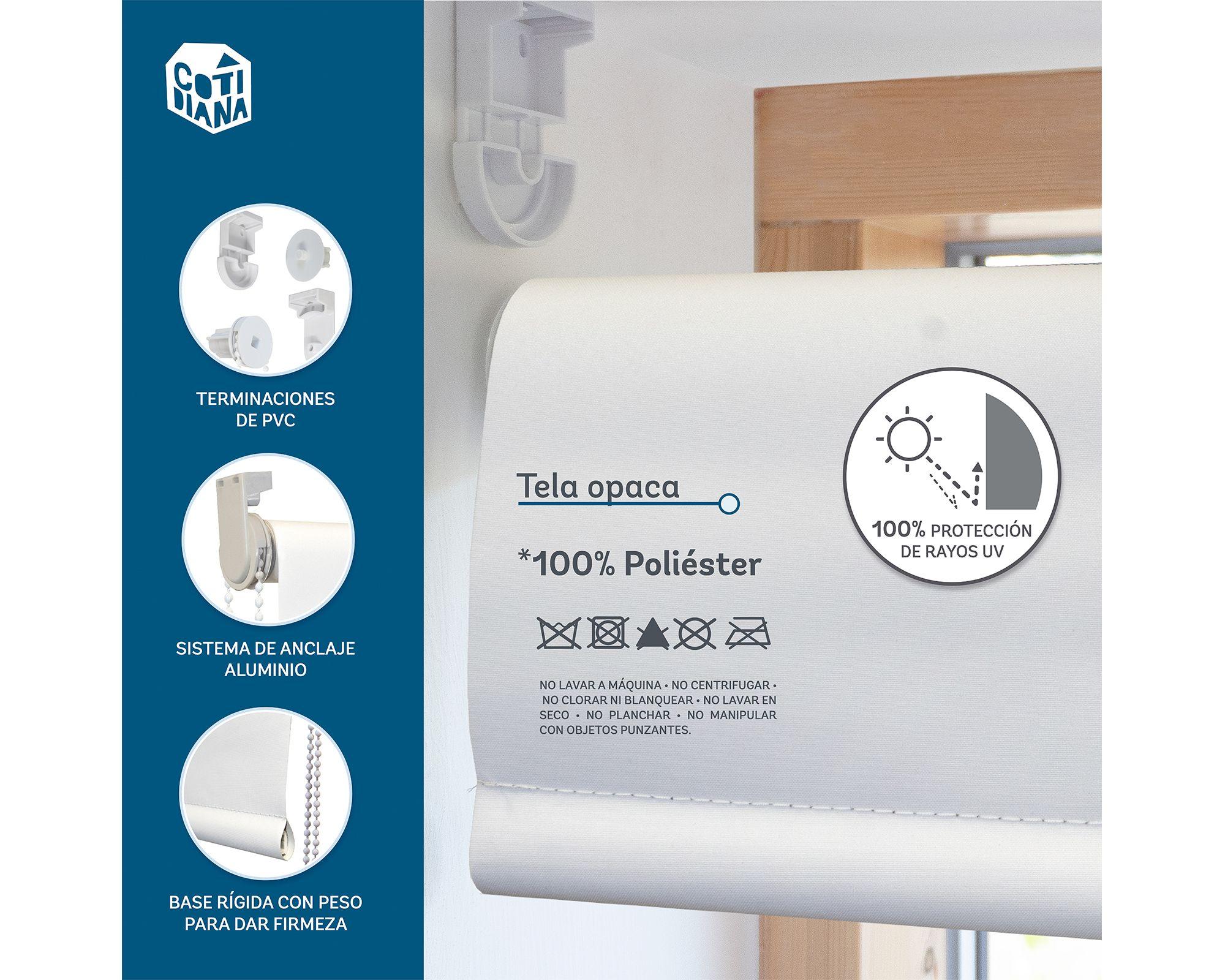 Cortina roller doble blackout 180x165 cm liso blanco-7