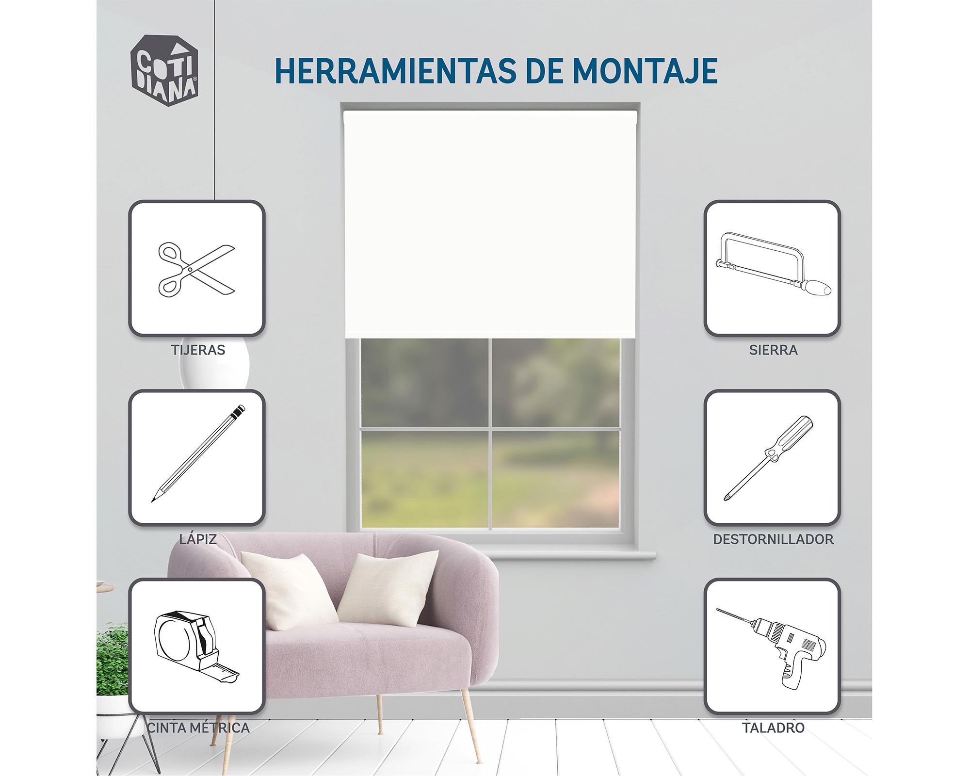 Cortina roller doble blackout 180x165 cm liso blanco-10
