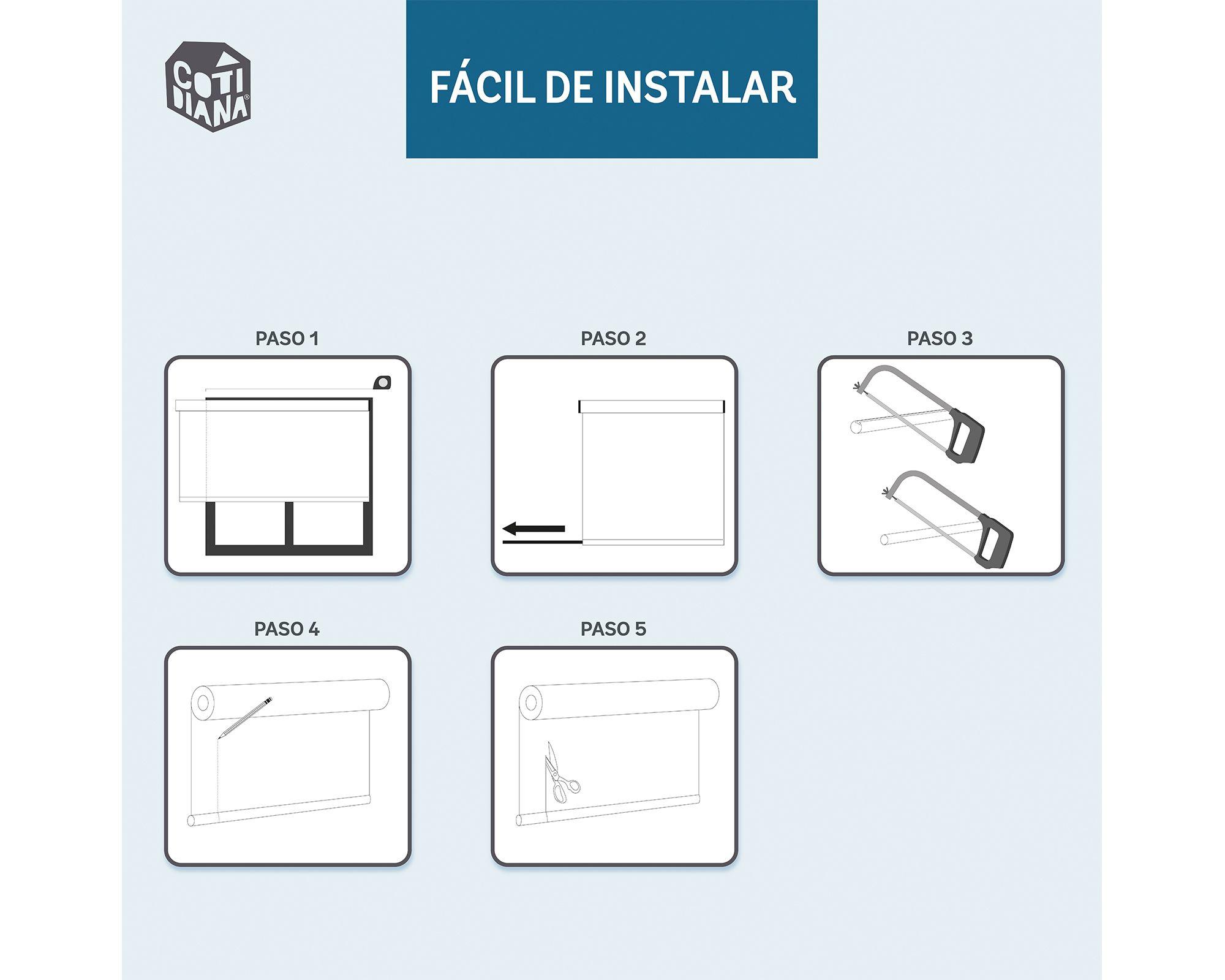 Cortina roller doble blackout 150x165 cm liso blanco Cotidiana-9