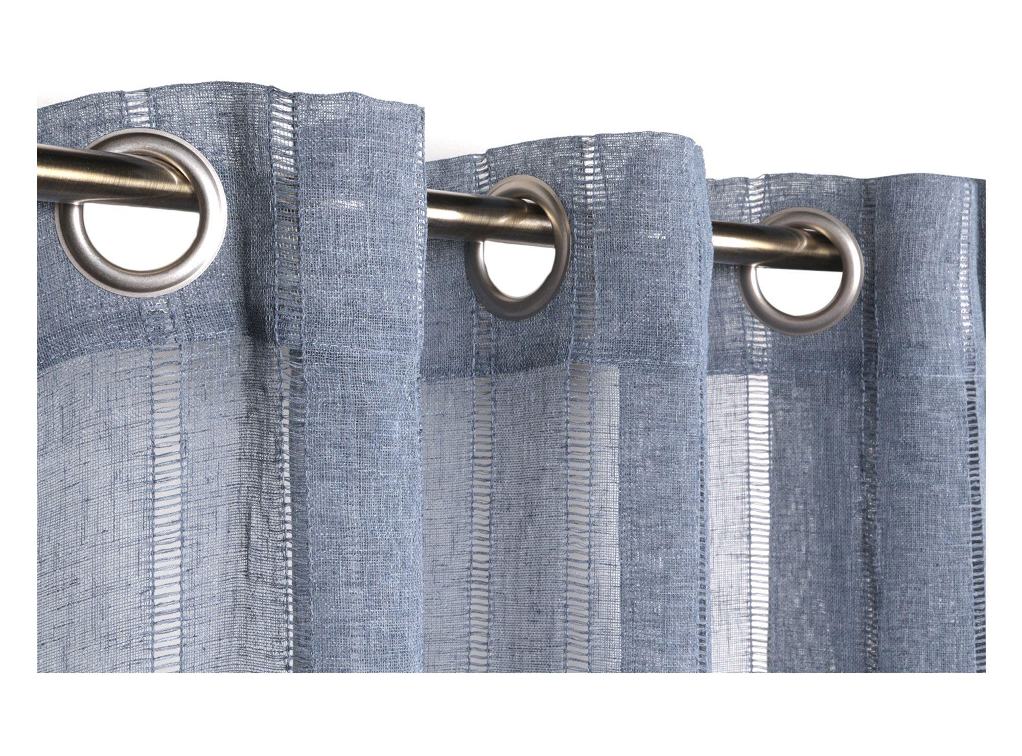 Cortina velo 140x230 cm deshilado azul Cotidiana-1