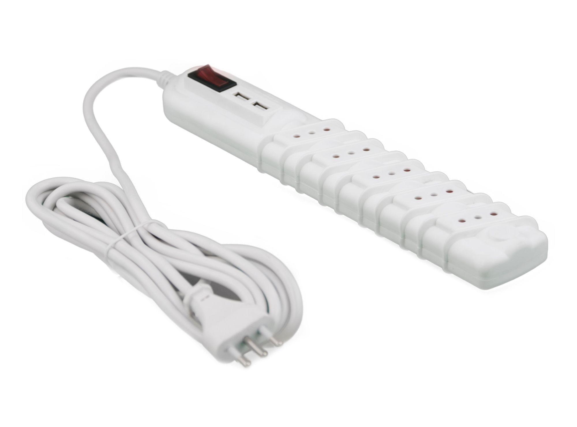 Alargador 5 posiciones 3 m 2 USB blanco Rittig-1