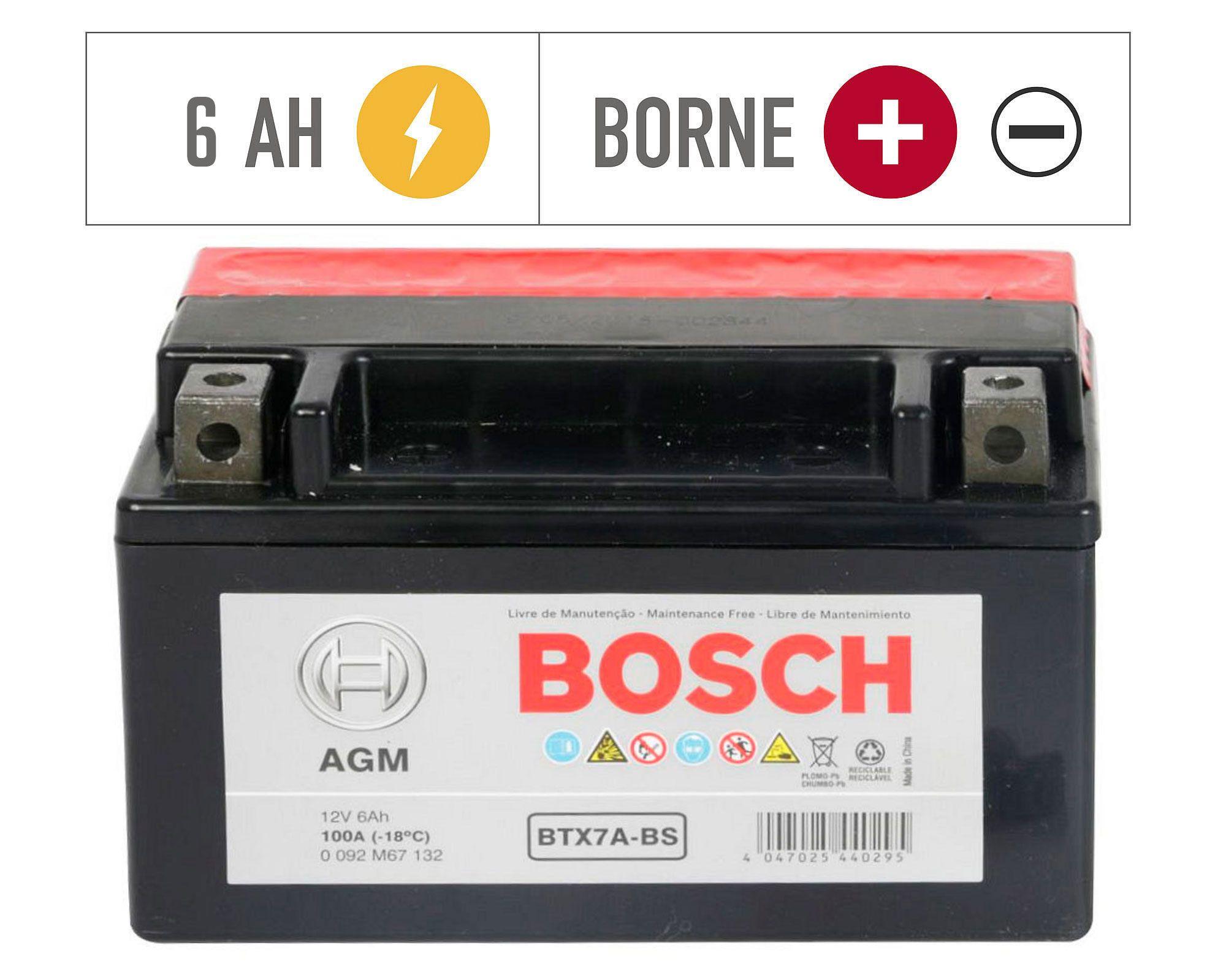 Batería moto 6AH 100CCA izquierdo BTX7A-BS Bosch-5