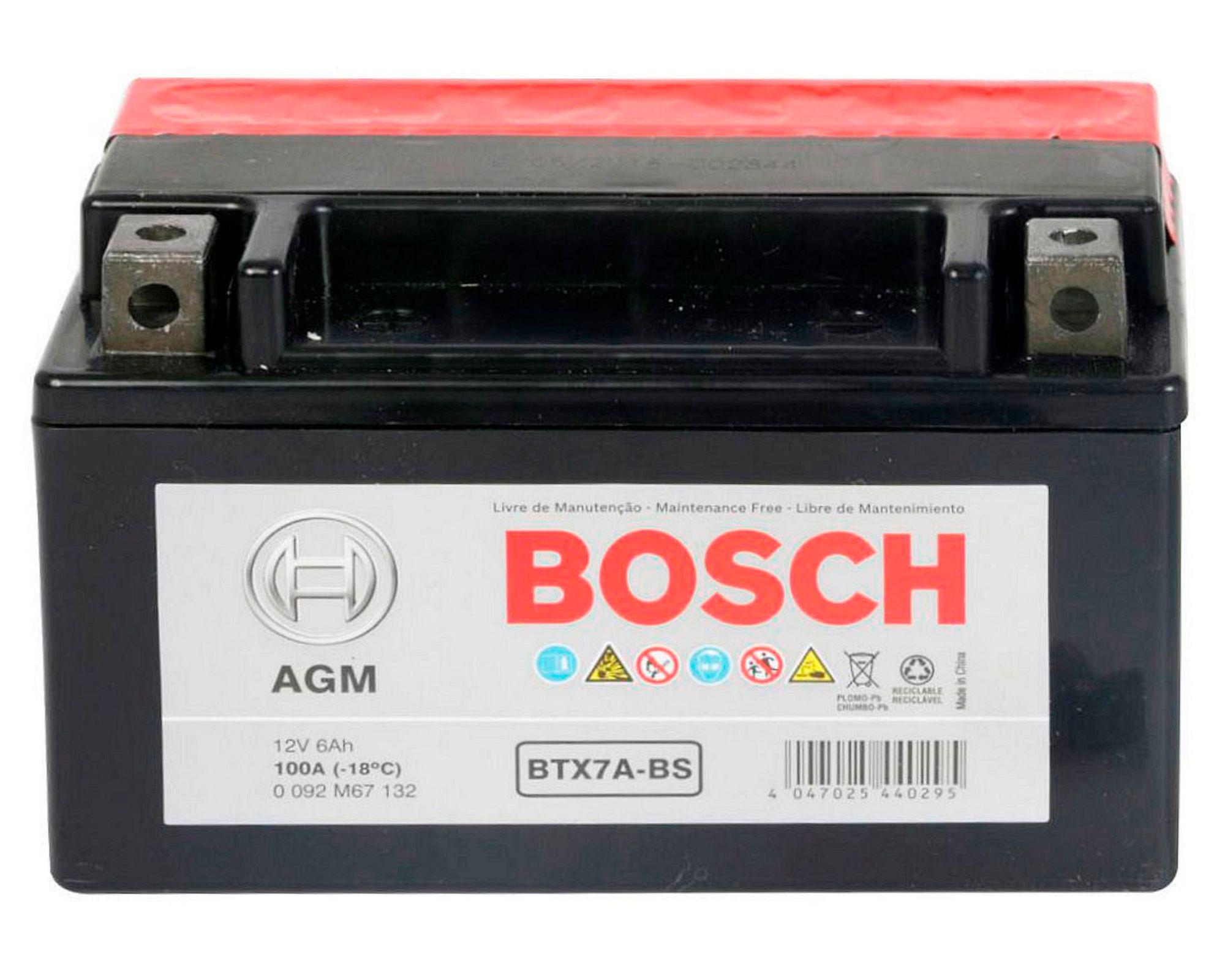 Batería moto 6AH 100CCA izquierdo BTX7A-BS Bosch-0