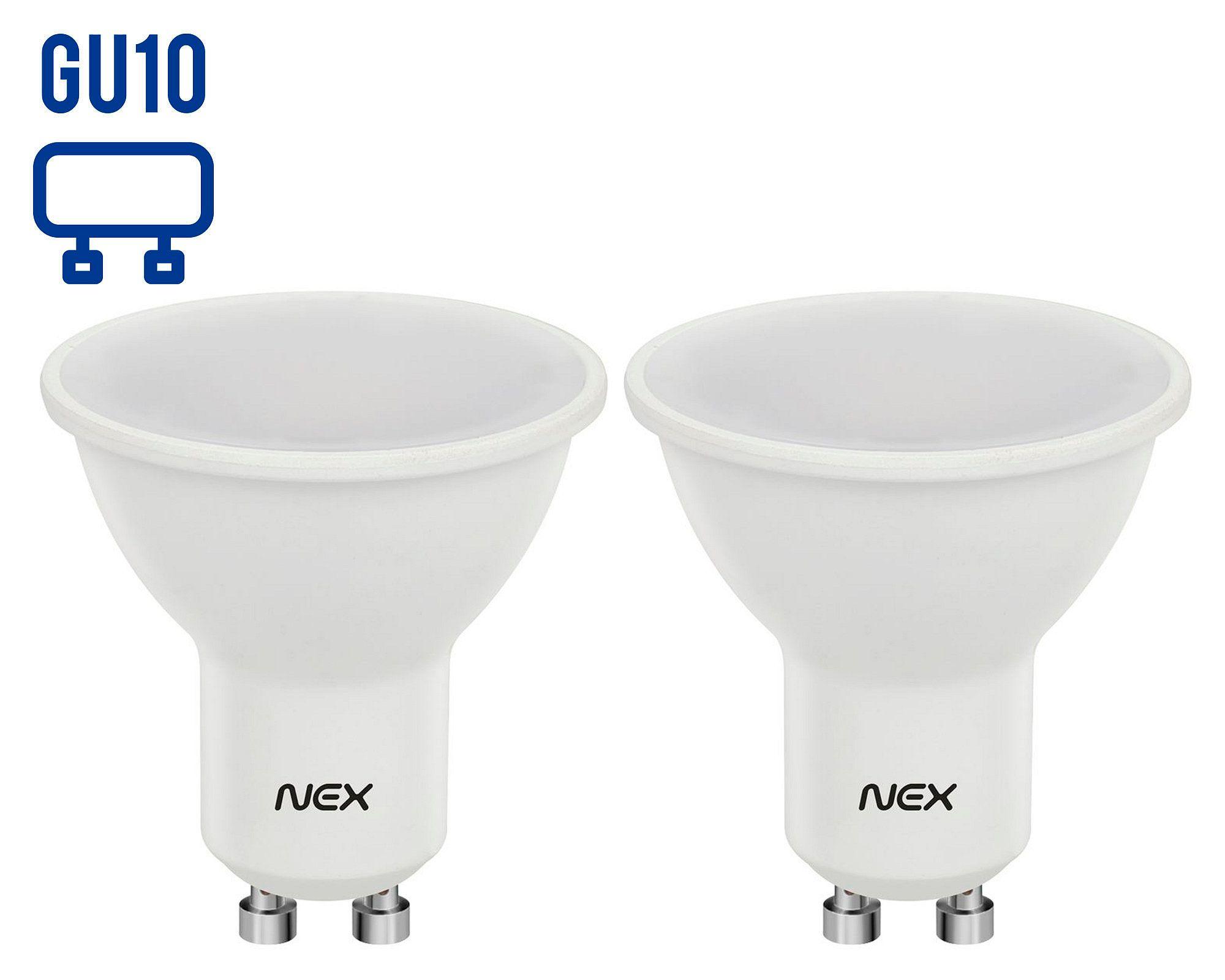 Ampolleta LED 7W GU10 luz cálida 2 unidades Nex-0