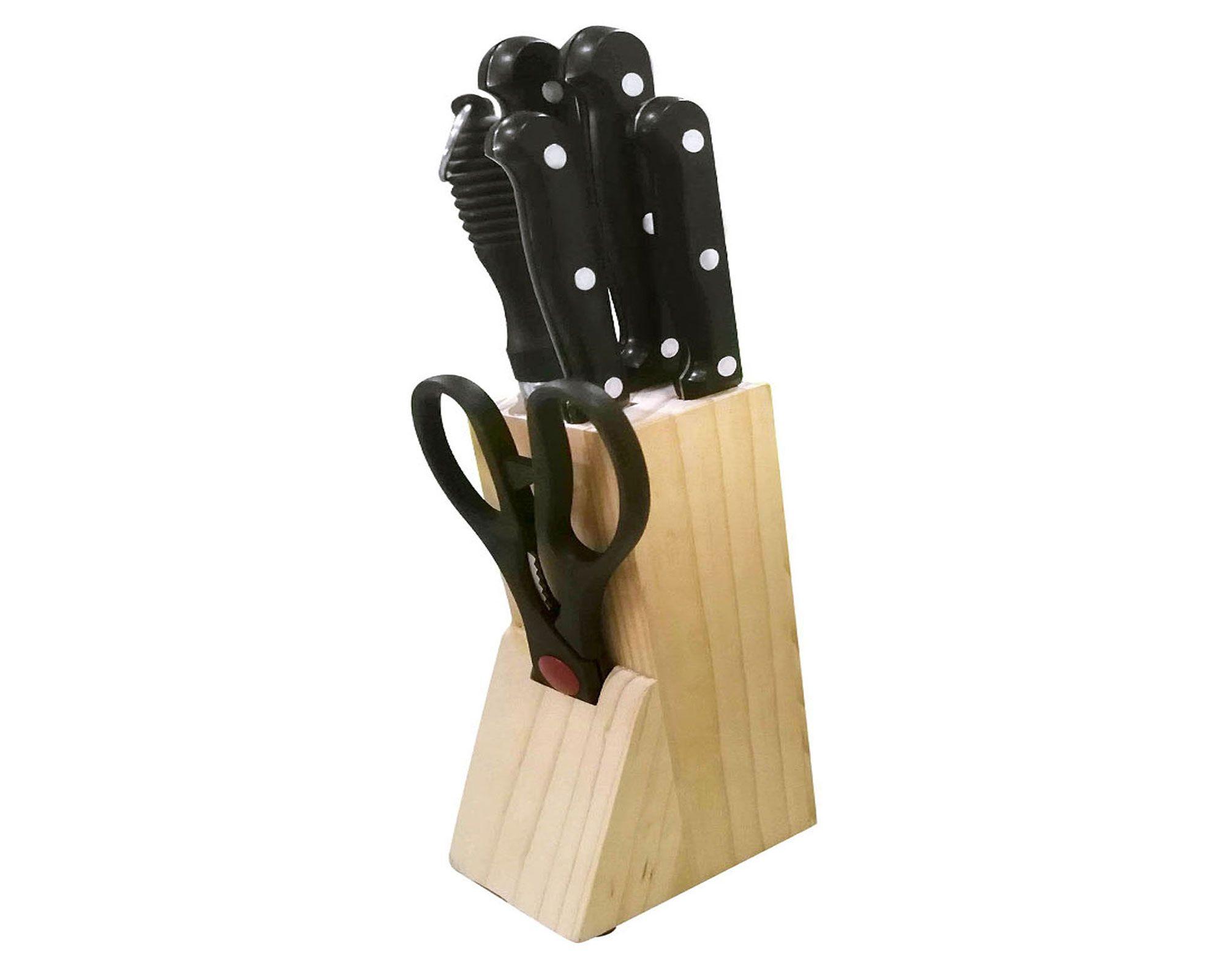 Base + tijeras + afilador + 4 cuchillos Cotidiana-0