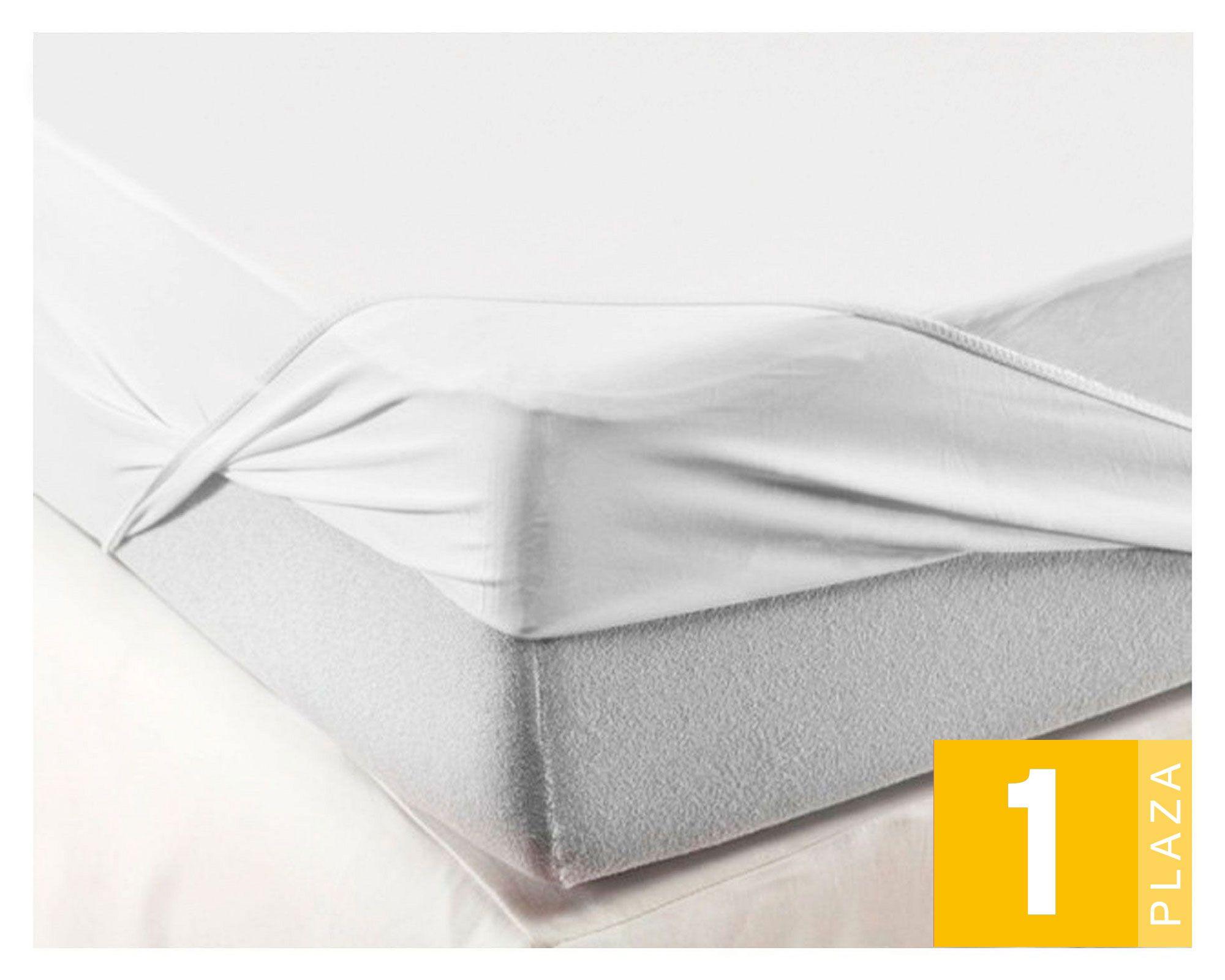 Protector de colchón 1 plaza toalla blanco Cotidiana-0