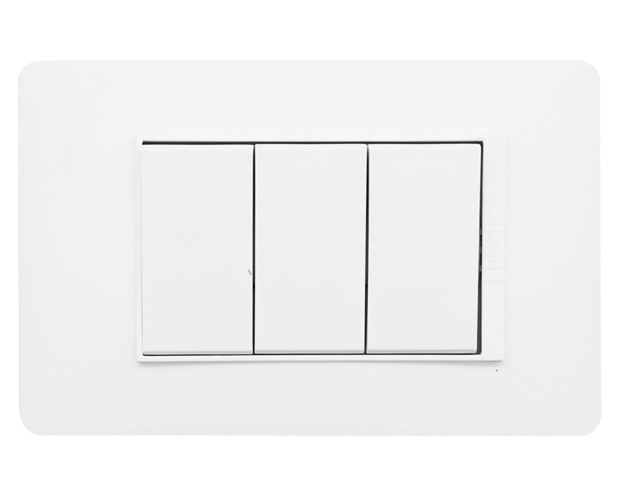 Placa armada interruptor triple 10A 9/32 Luzica blanco Bticino-0