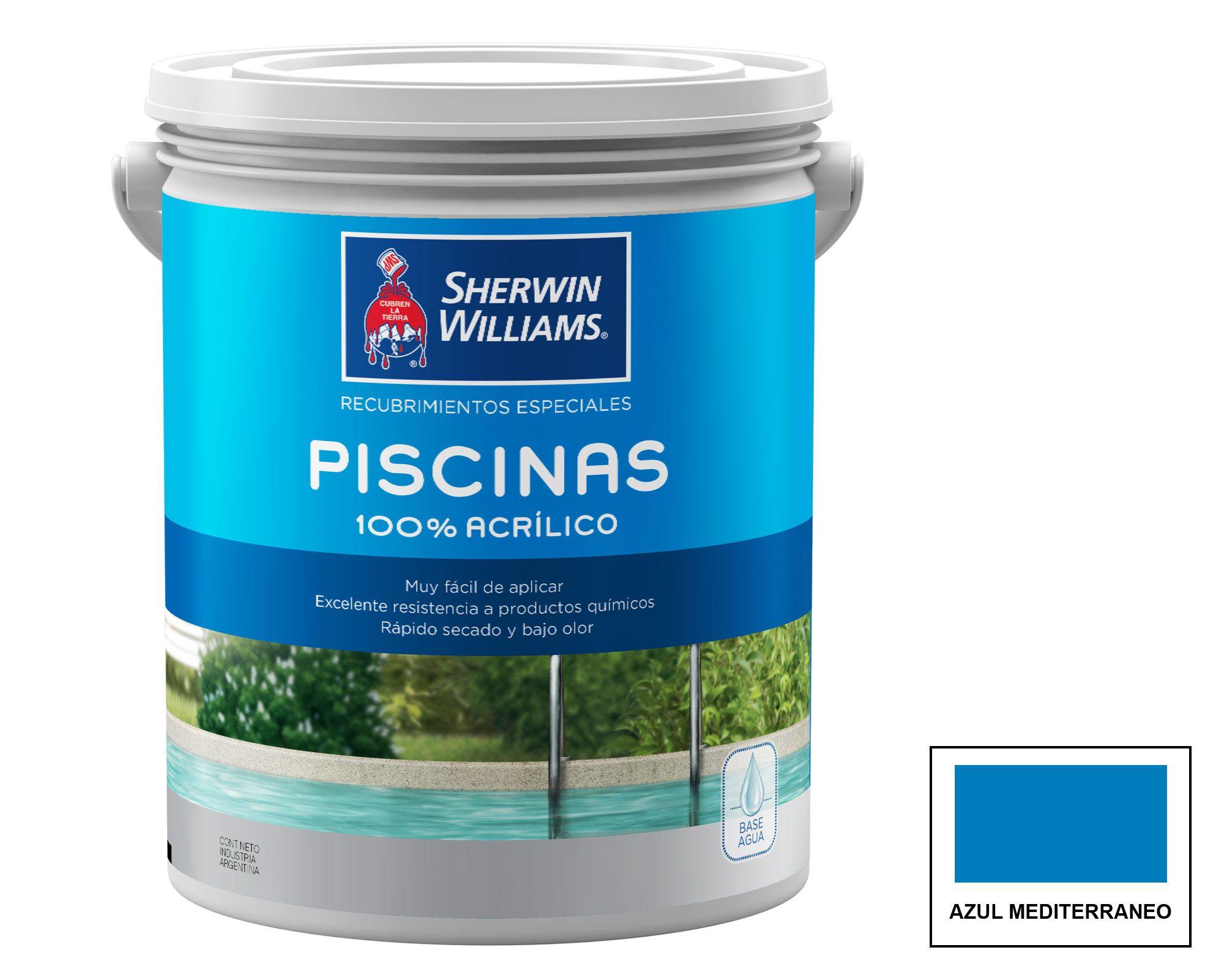 Pintura para piscina 1 galón base agua azul mediterraneo mate Sherwin-Williams-0