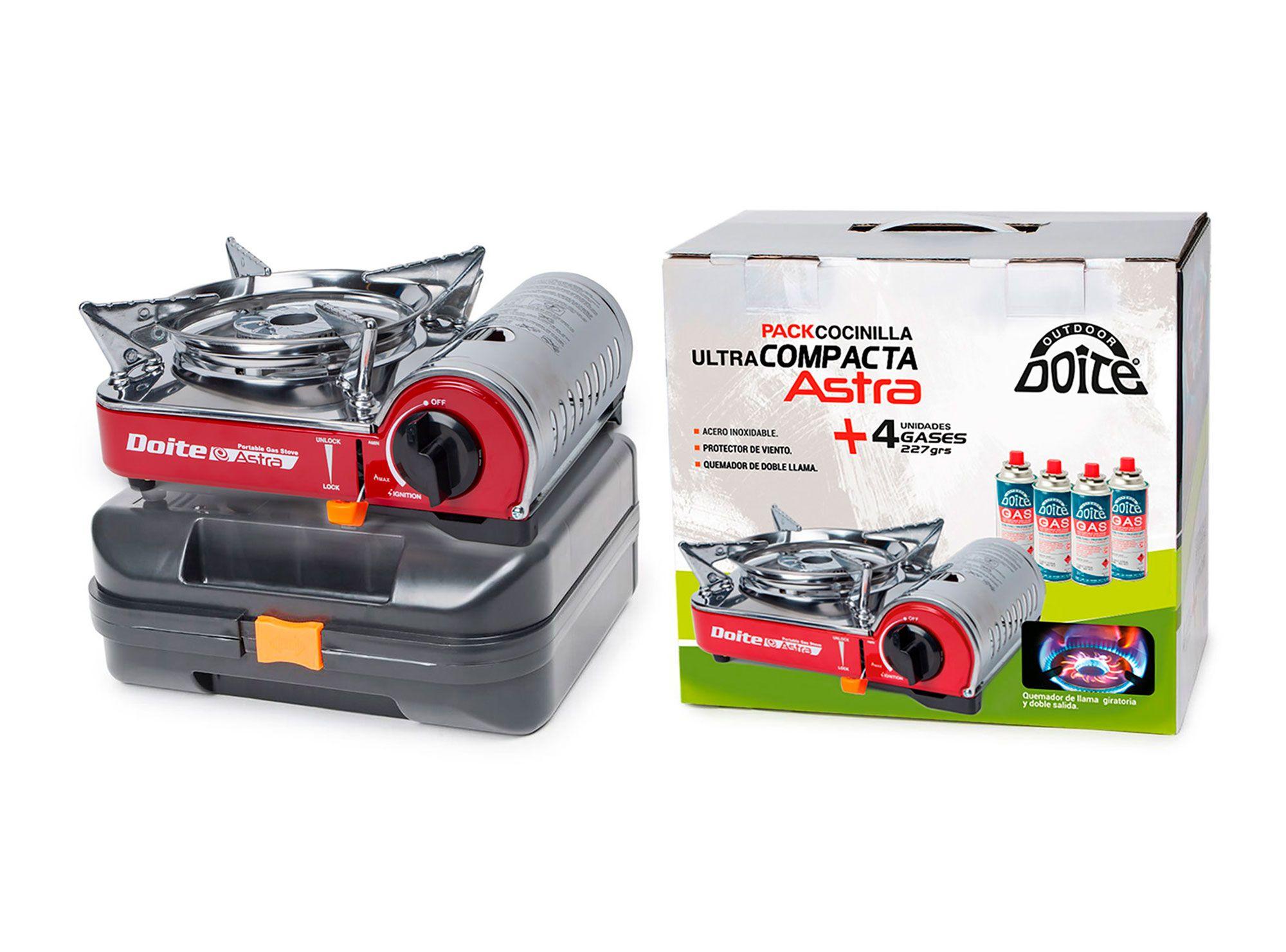 Cocinilla camping 1 quemador Astra + 4 latas gas Doite-5