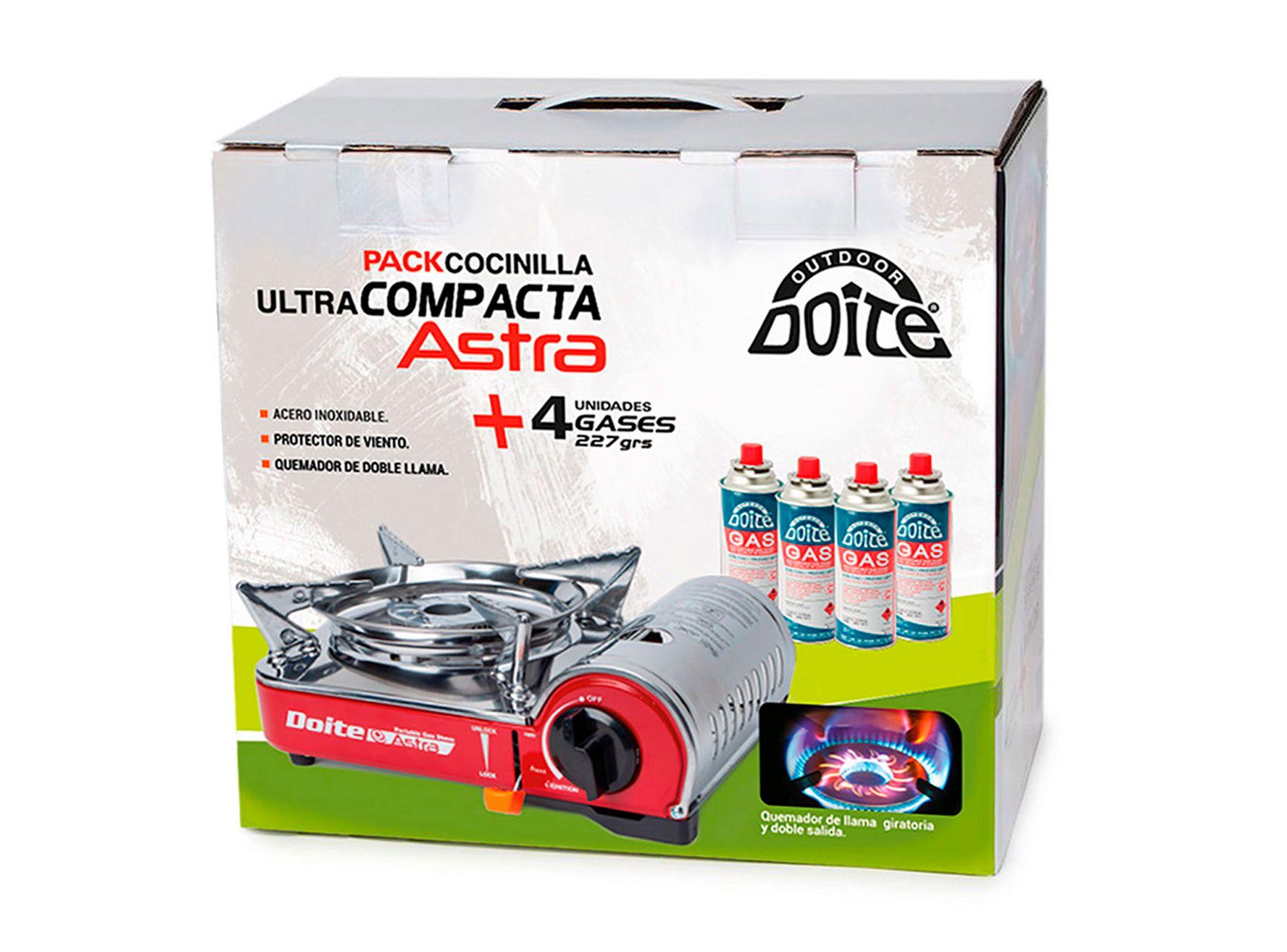 Cocinilla camping 1 quemador Astra + 4 latas gas Doite-4