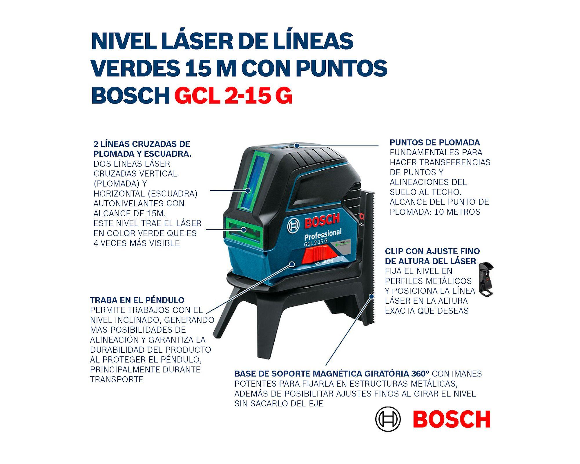 Nivel láser líneas y puntos verde GCL 2-15 G Bosch-3
