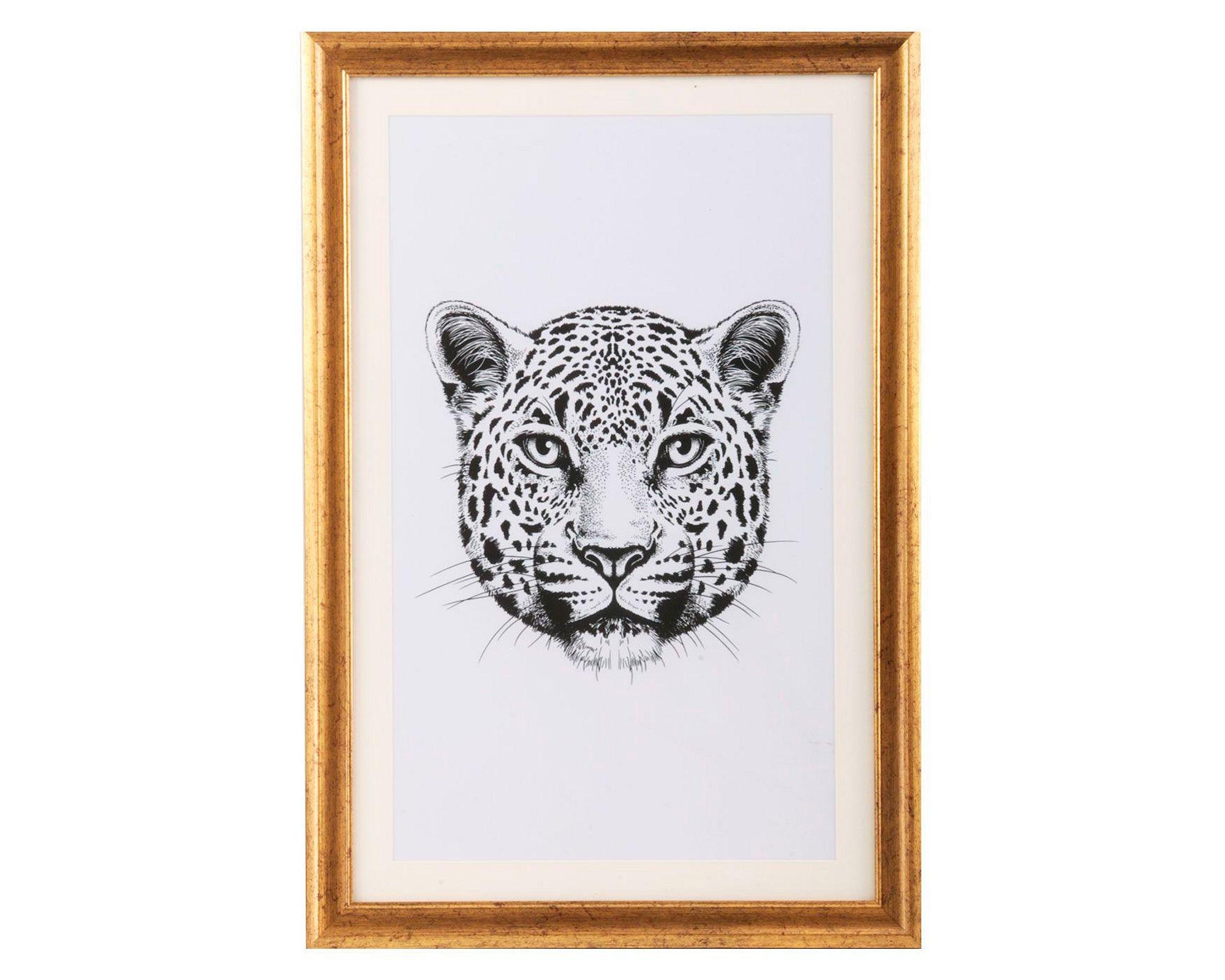 Cuadro 40x60 cm leopardo dorado/blanco Ronda-0