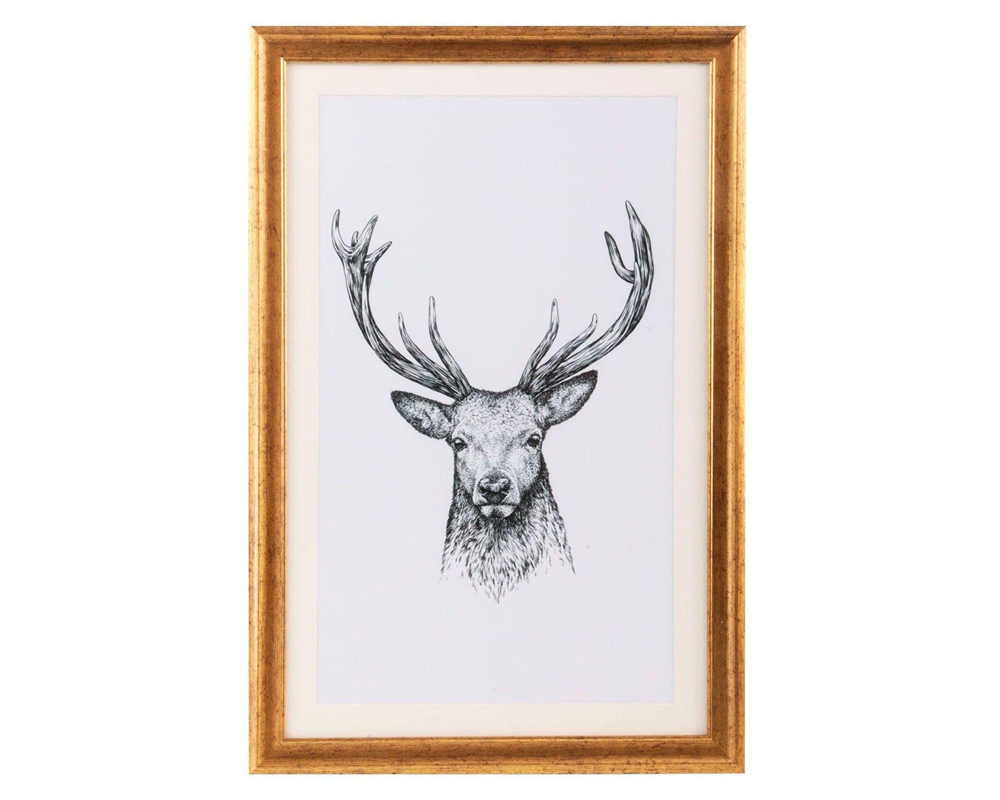 Cuadro 40x60 cm venado dorado/blanco Ronda-0