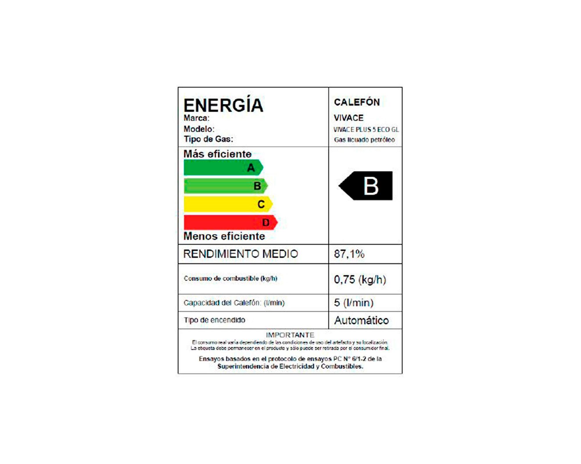 Calefont ionizado tiro natural 5 lt gas licuado Vivace ECO Mademsa-7