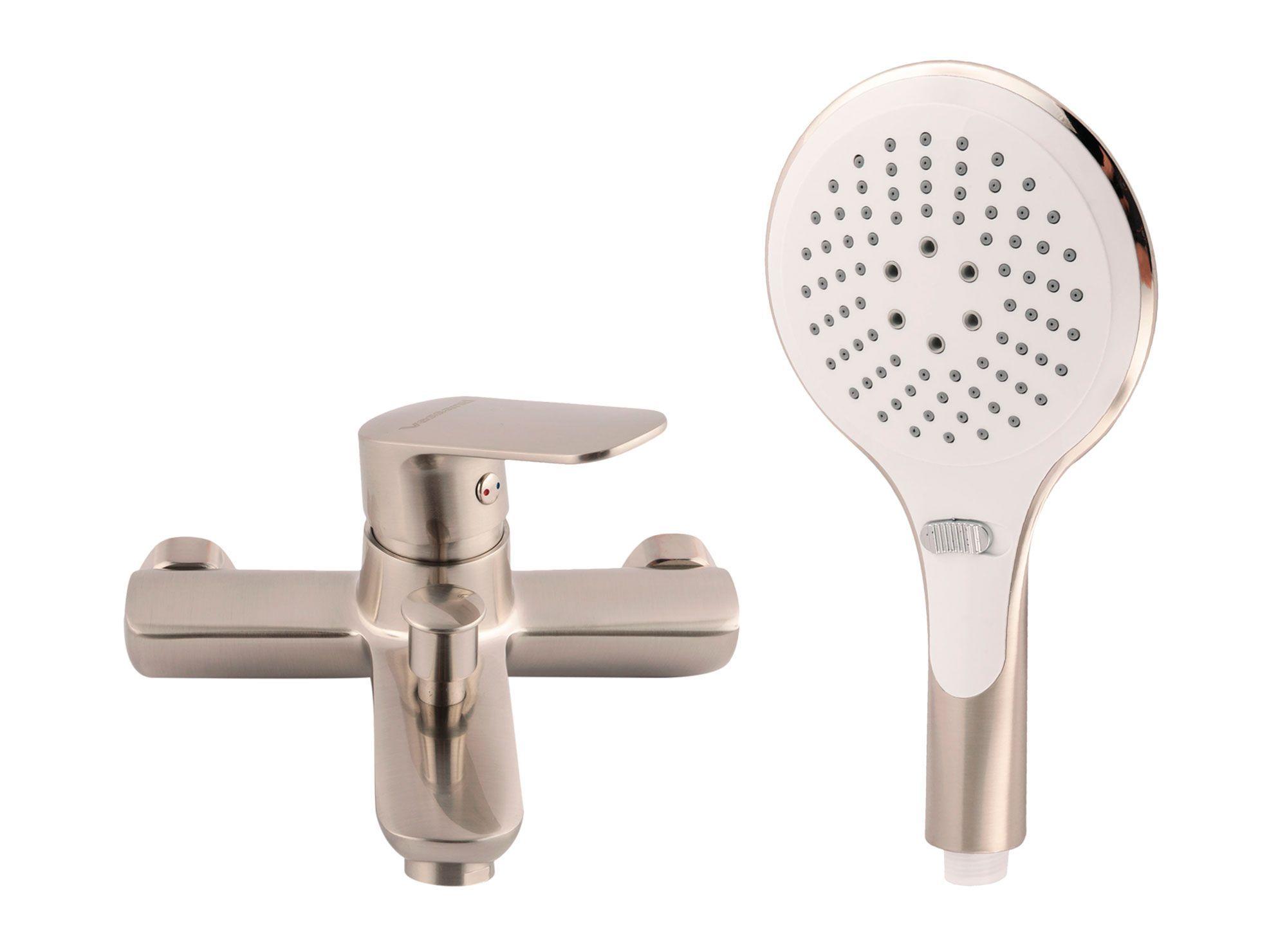 Combinación tina ducha Praga cromo blanco Vessanti-0