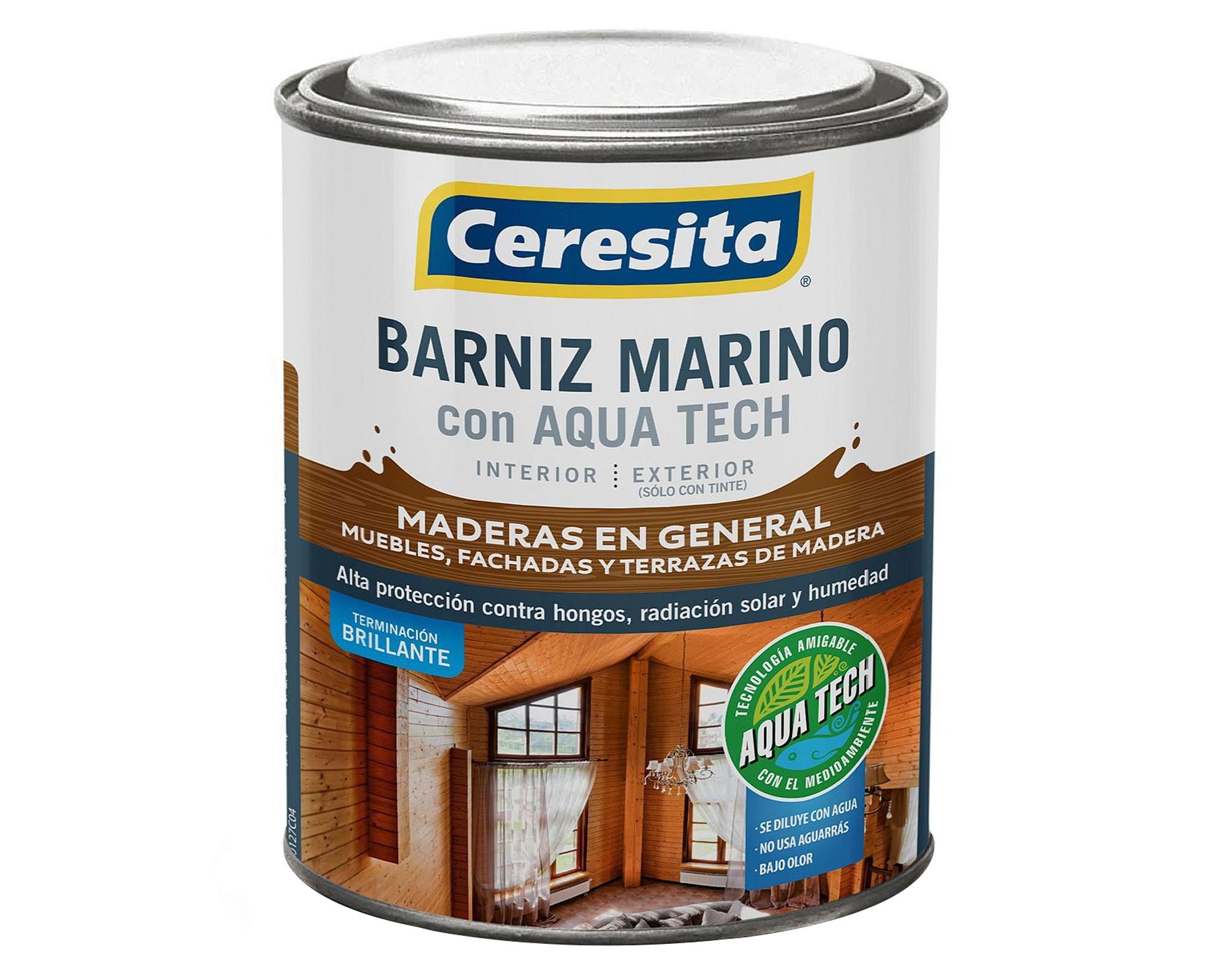 Barniz marino 1/4 galón Aqua Tech natural brillante Ceresita-0