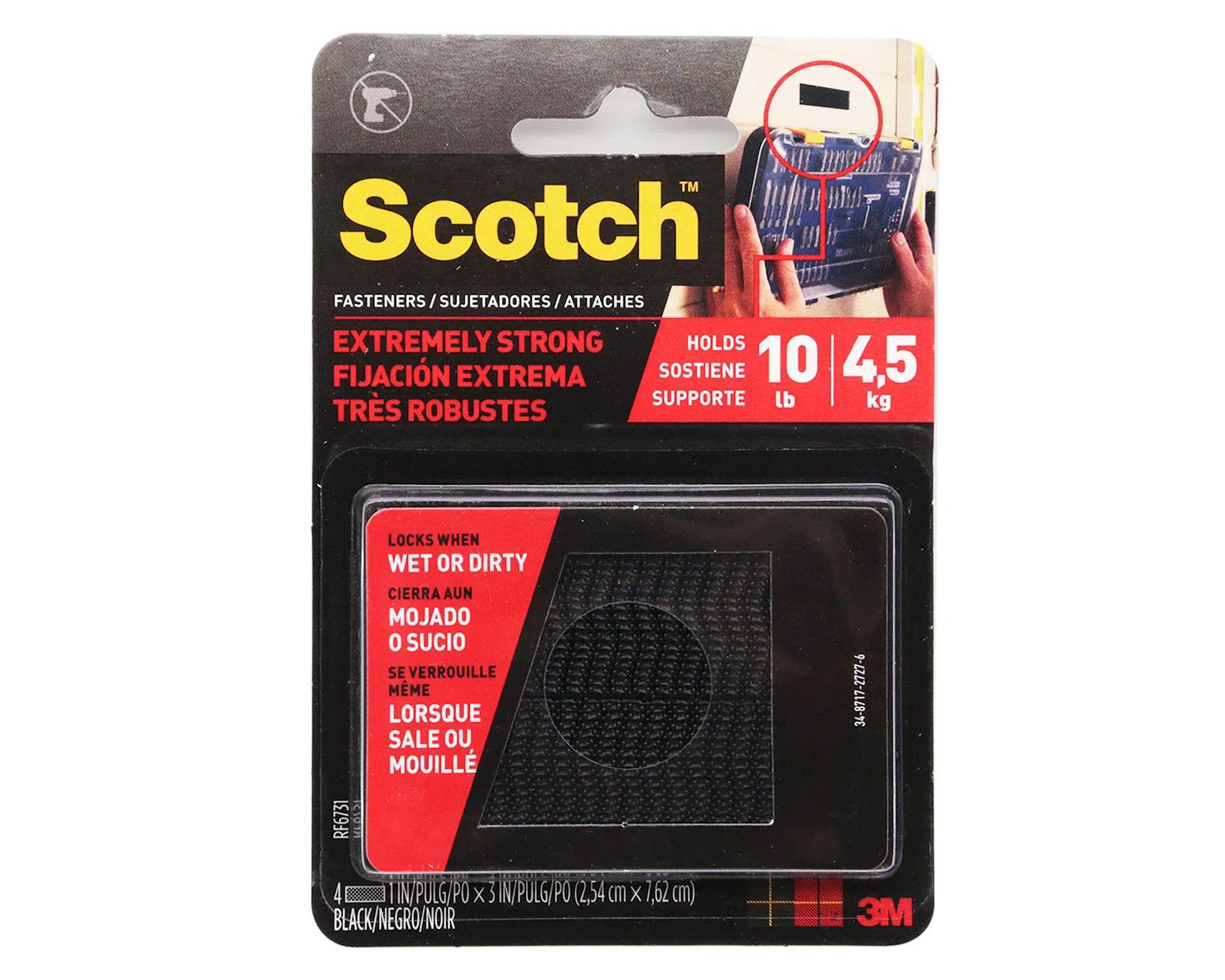 Sujetador tira 2,54x7,62 cm Extremely strong negro 4 unidades Scotch.-0