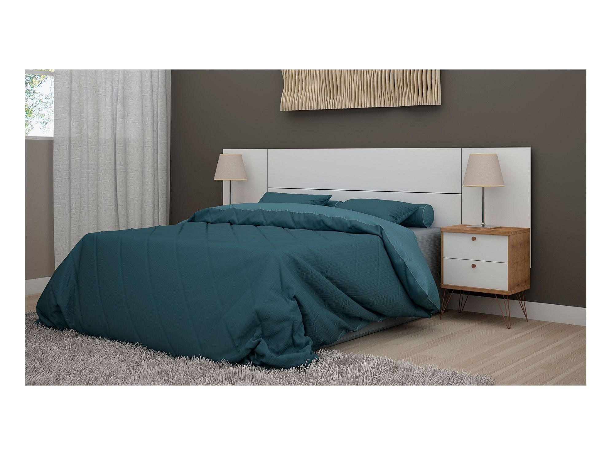 Respaldo 2 plazas + 2 veladores Paris blanco amaderado Decocasa-0