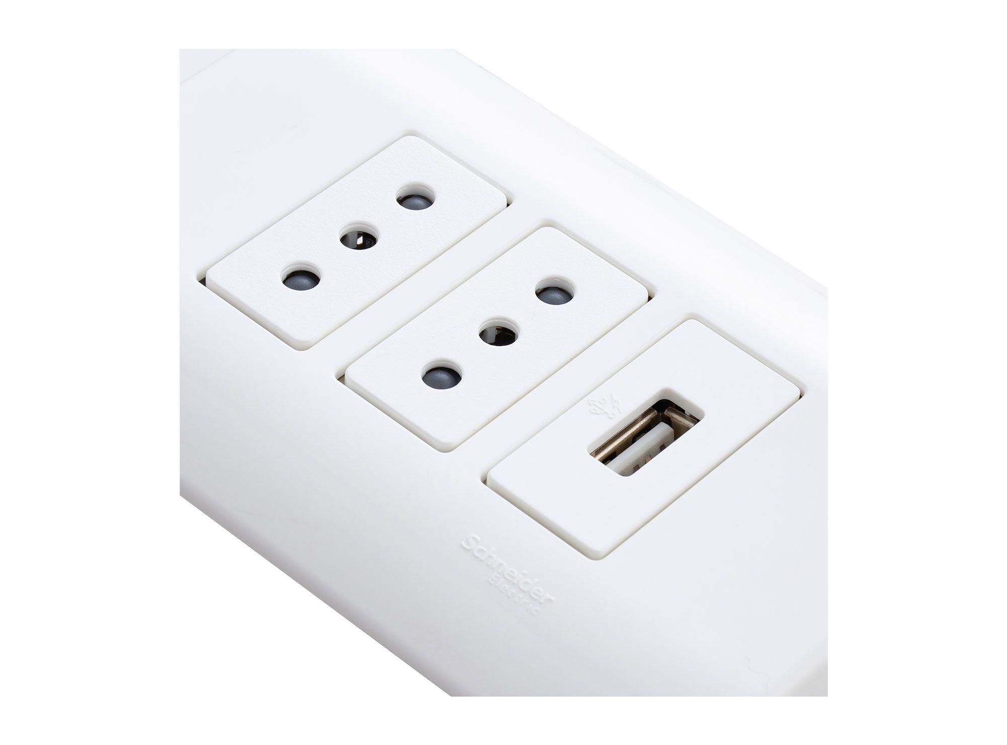 Placa armada toma corriente 2M enchufe + 1M USB Génesis Schneider-3