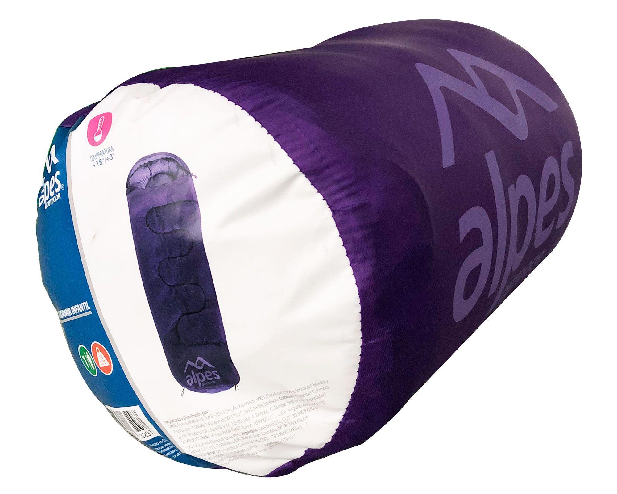 Saco dormir momia 0.75 kg 3/18°C infantil violeta Alpes.-2
