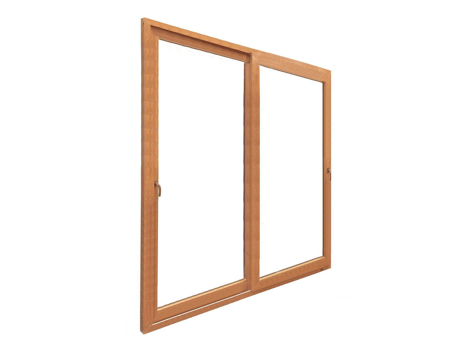 Ventana PVC 195x205 cm Termopanel Corredera Premium Roble Dorado Crown Glass-1